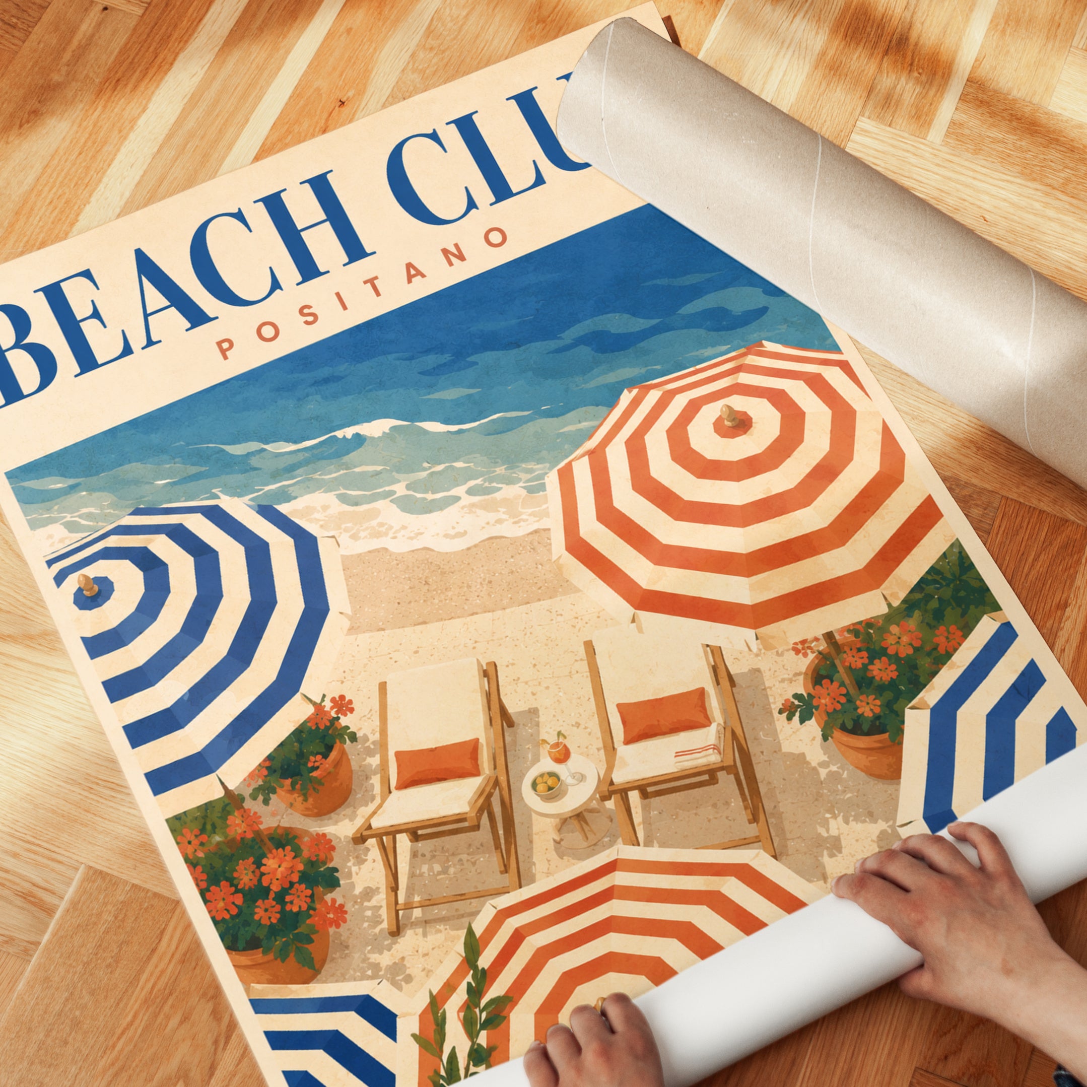 Vintage Travel Poster – Beach Club Wall Art - detail