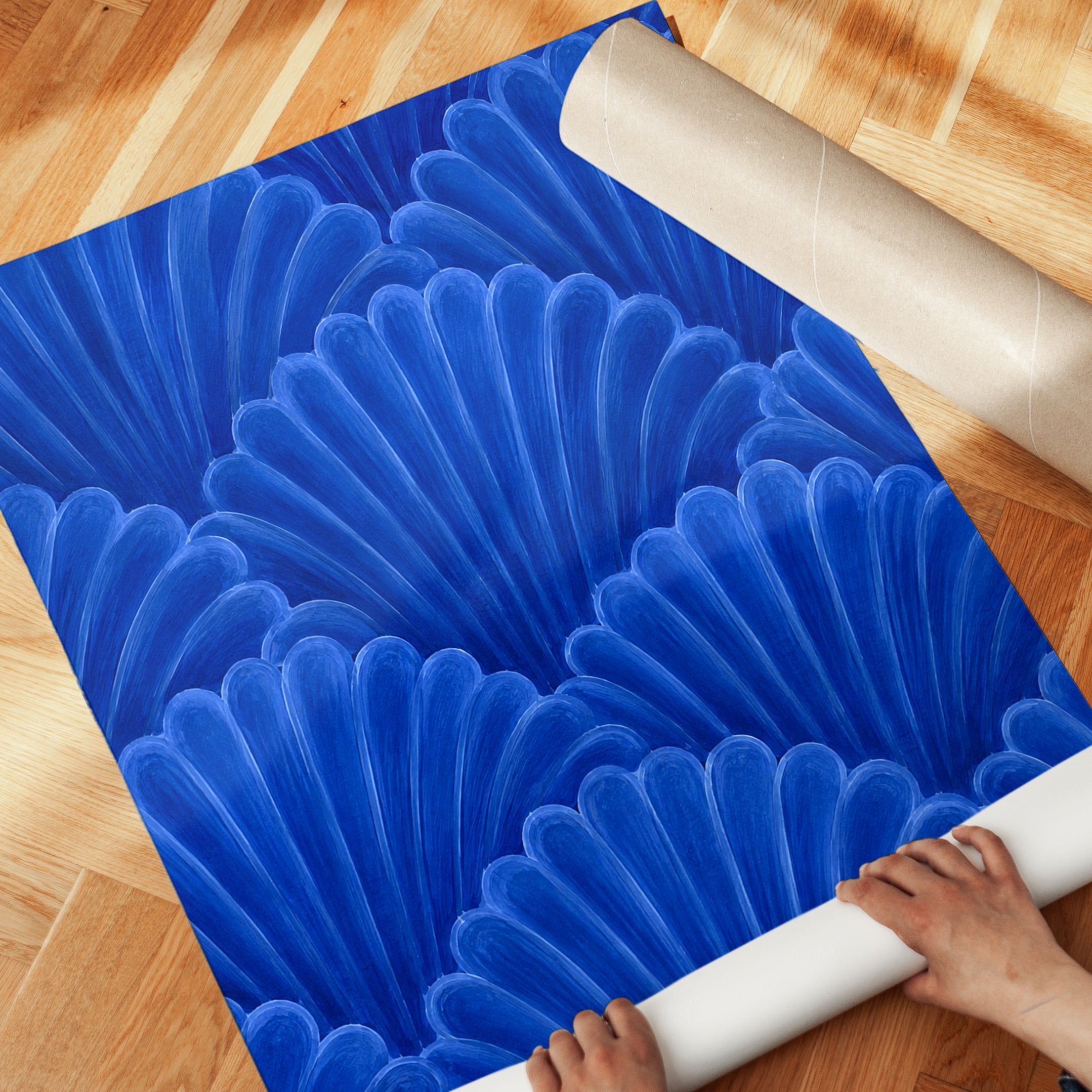 Blue Abstract Art Print – Modern Wave Wall Art - detail