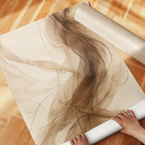 Abstract Flowing Lines Art Print: Sepia Organic Forms - detail