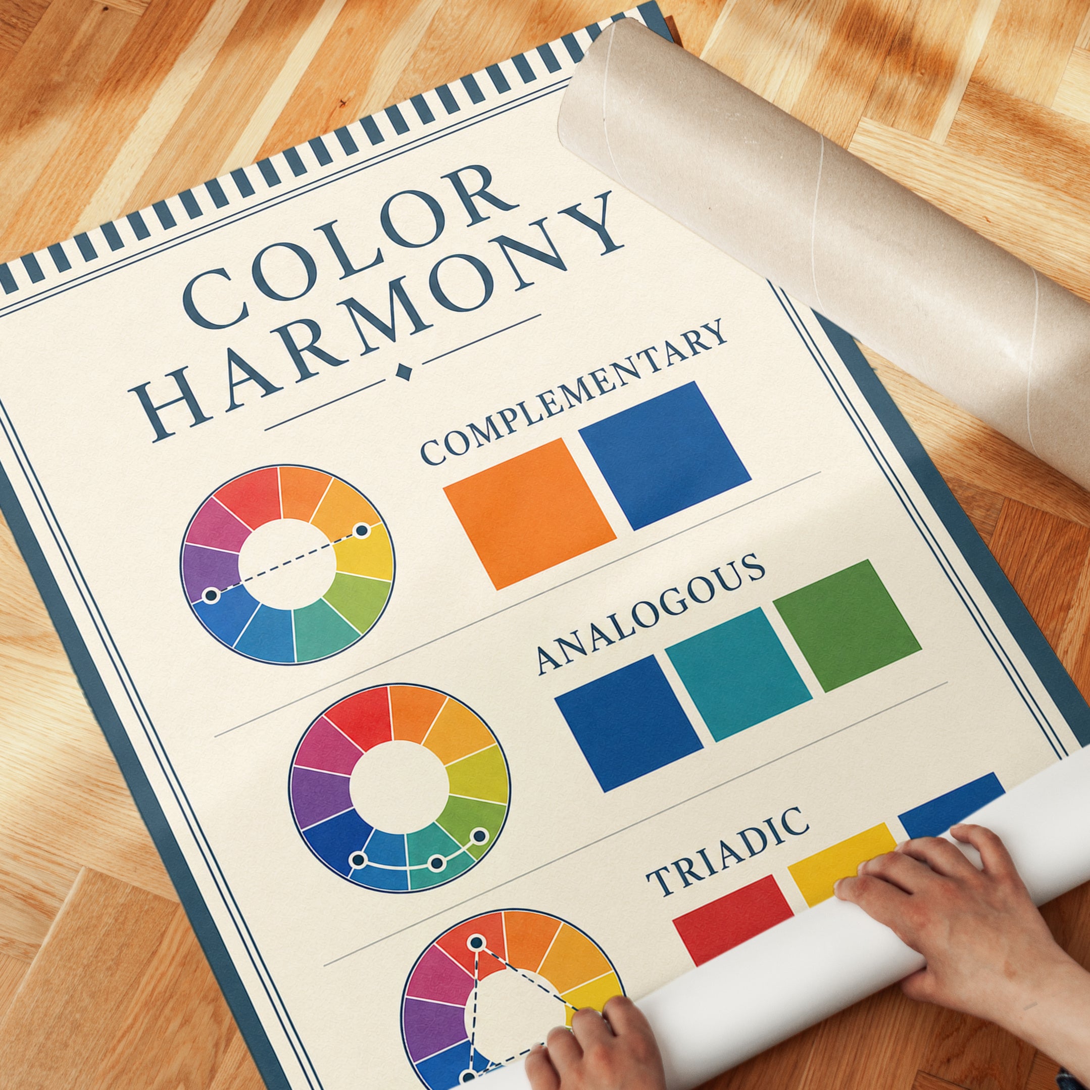 Color Harmony Chart Art Print: Vintage Color Theory Guide - detail