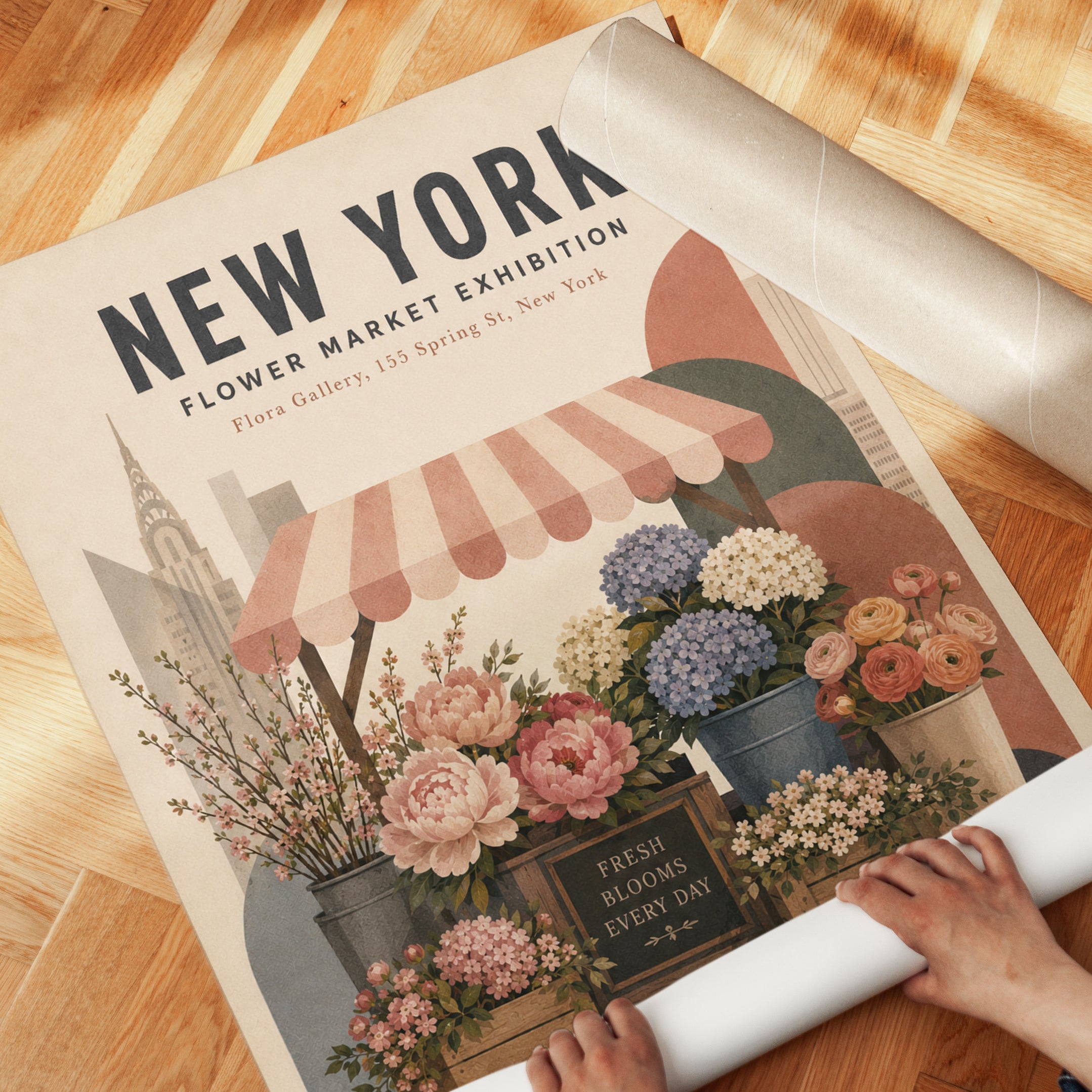 New York Flower Market Print — Vintage Botanical Illustration - detail