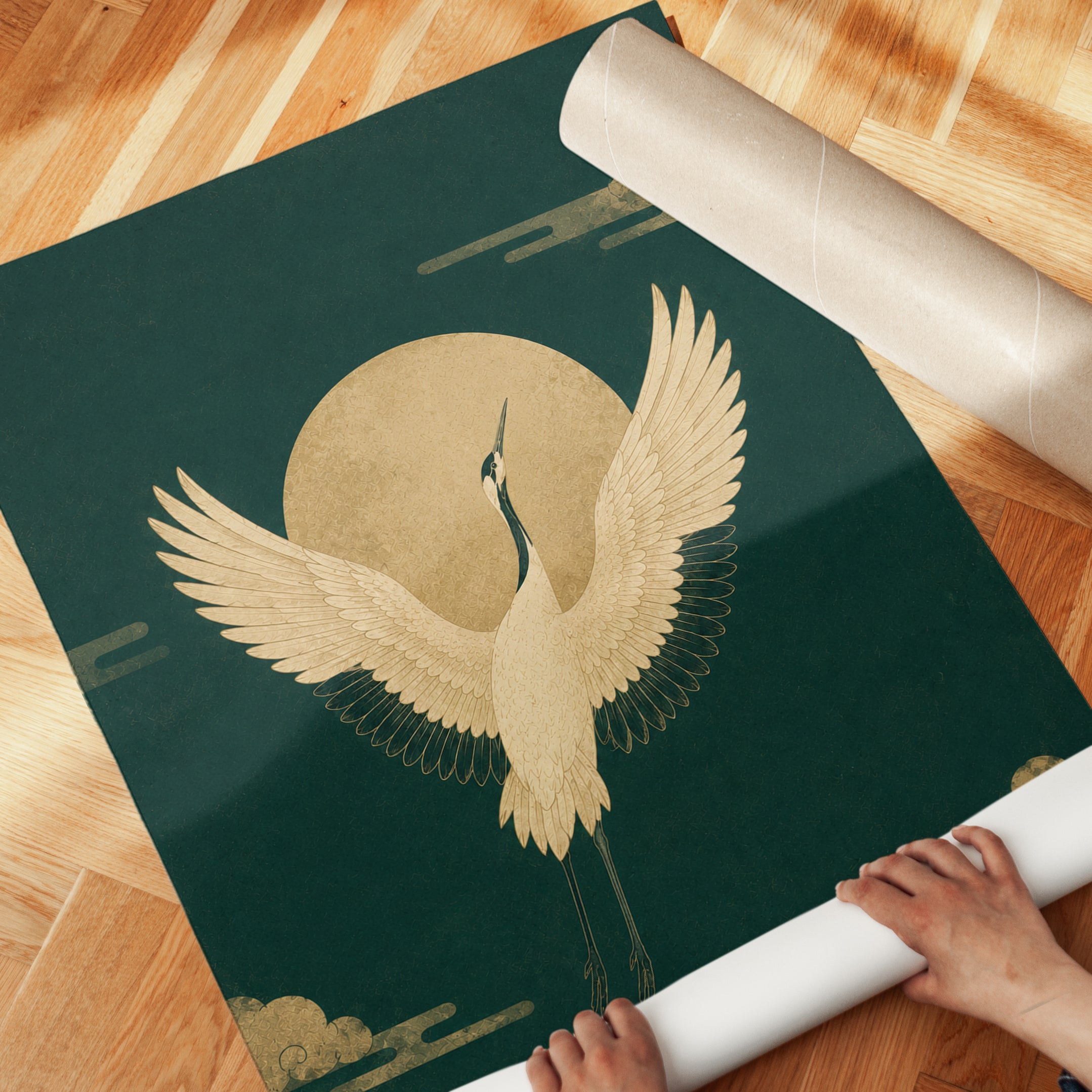 Japanese Crane Art Print - detail