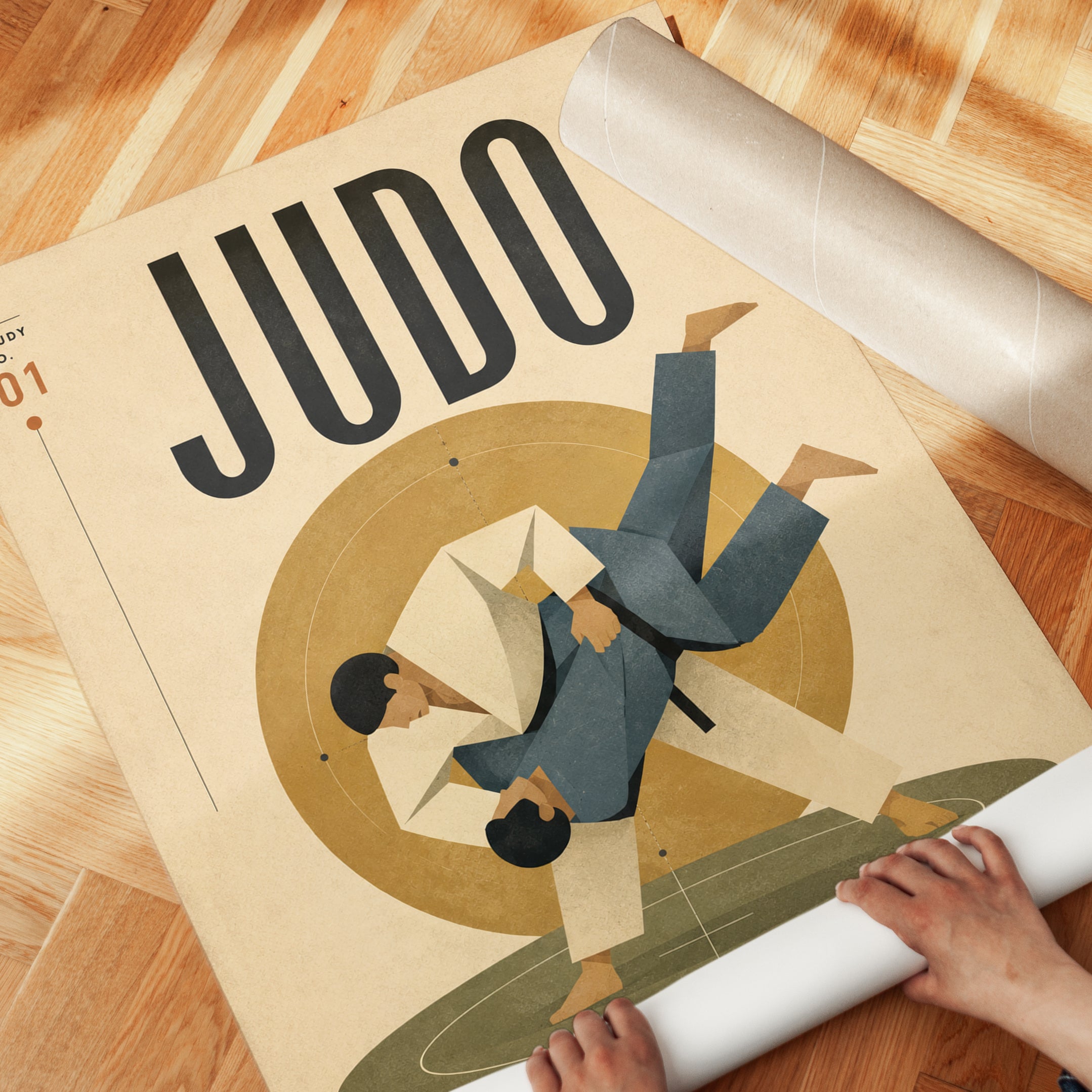 Judo Martial Arts Poster: Vintage Geometric Mid-Century Design - detail