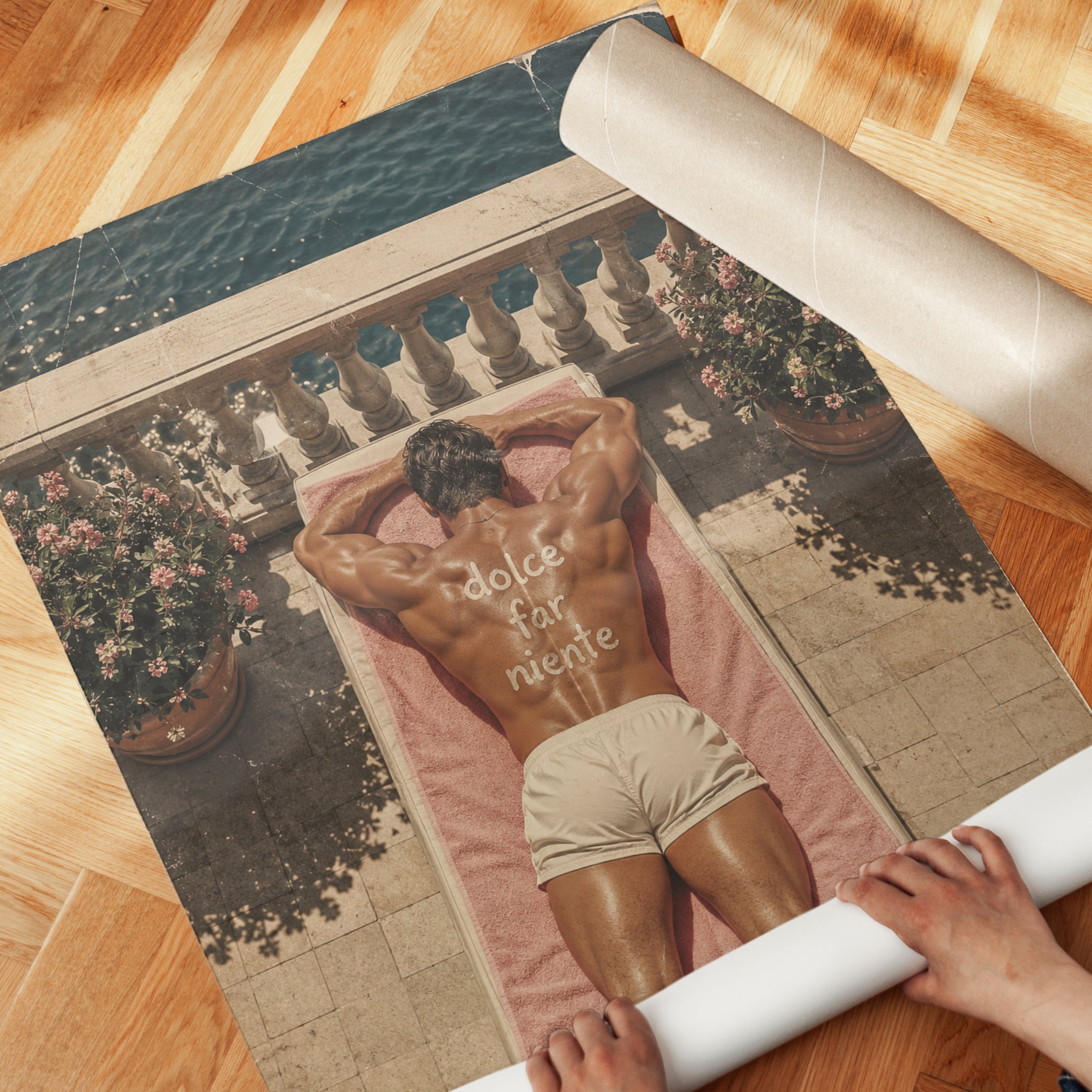 Vintage Poolside Poster – Retro Summer Wall Art - detail
