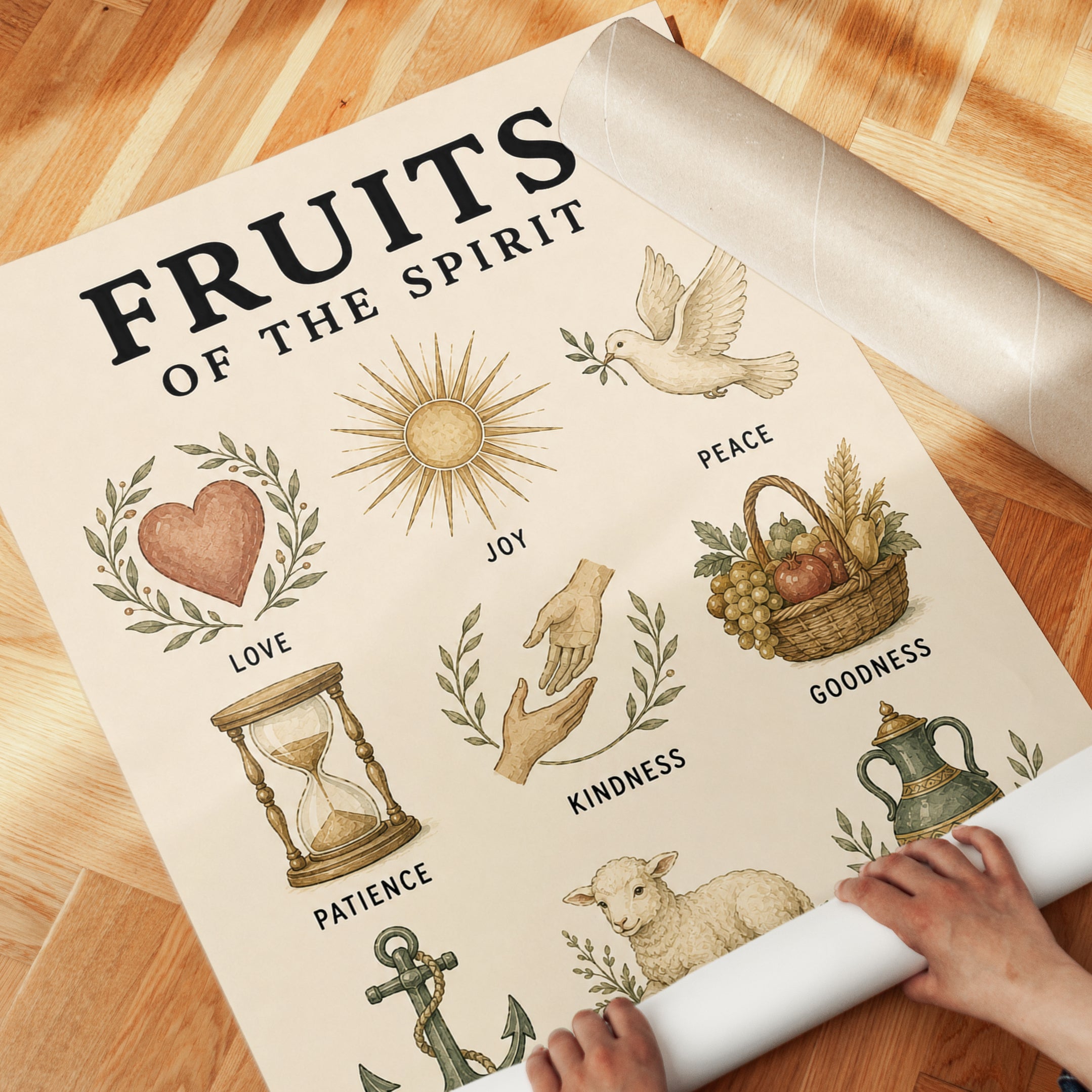 Fruits of the Spirit Print: Christian Inspirational Art - detail