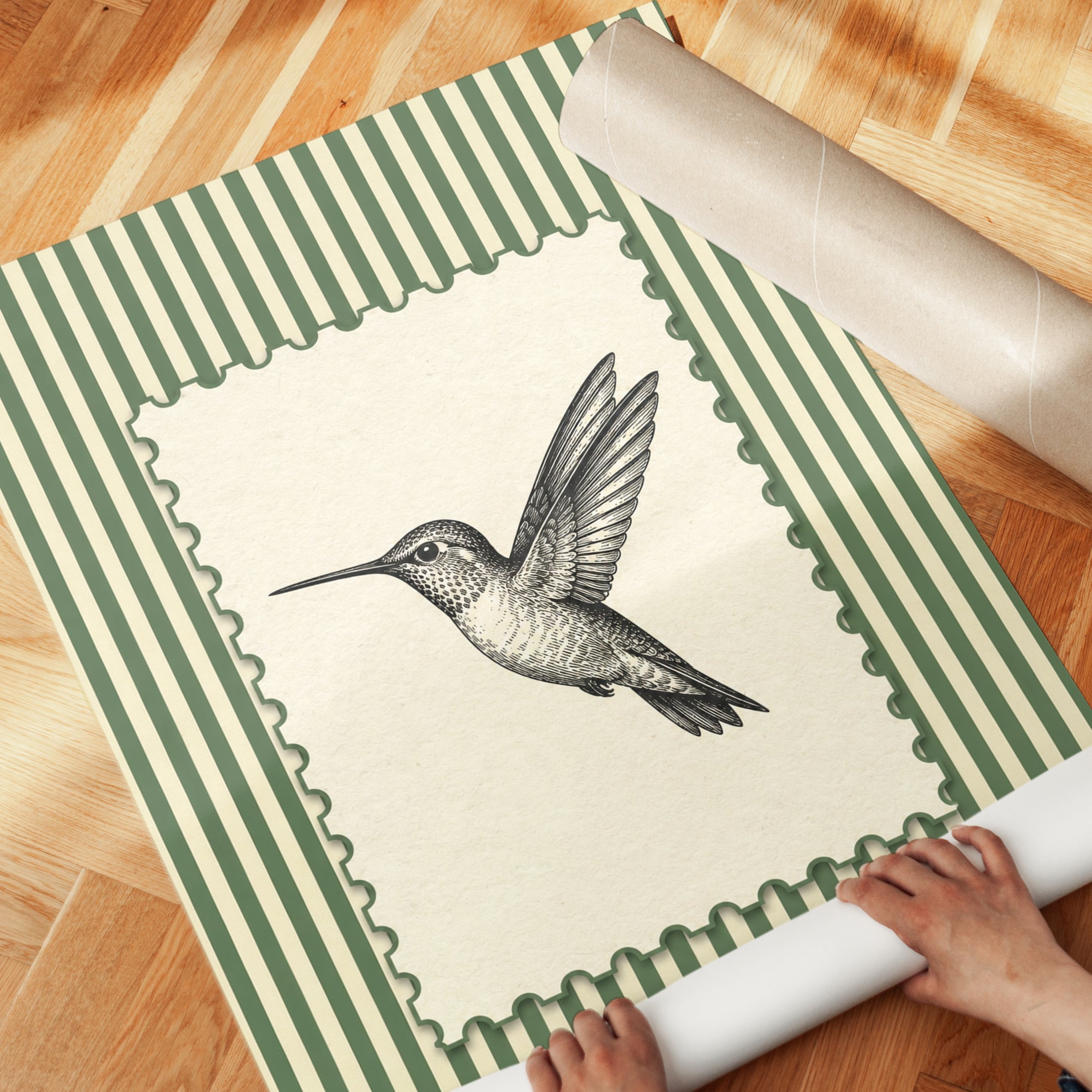 Hummingbird Wall Art – Vintage Bird Print - detail