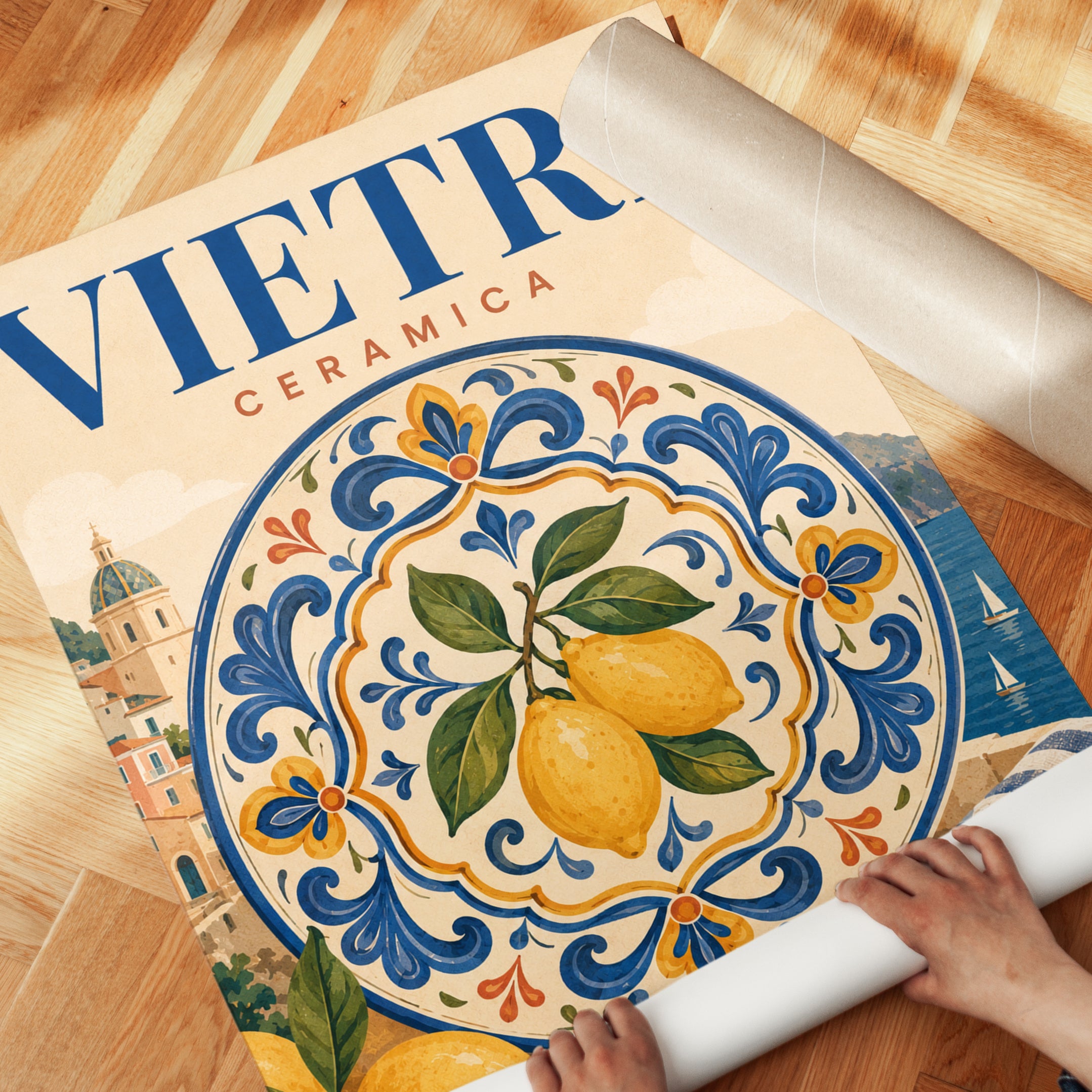 Italian Ceramics Wall Art – Vietri Lemon Print - detail