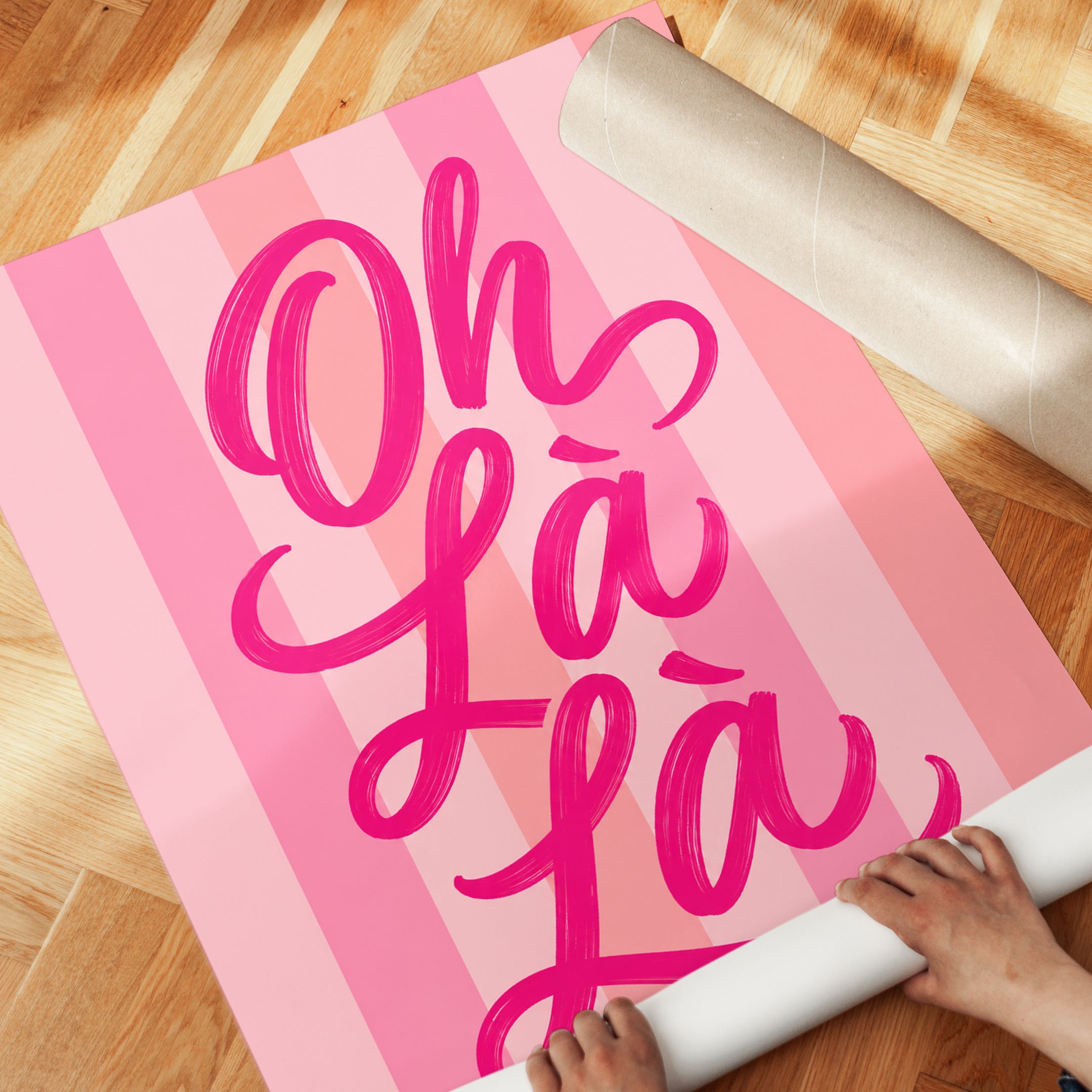 Pink Typography Print – Oh La La Wall Art - detail