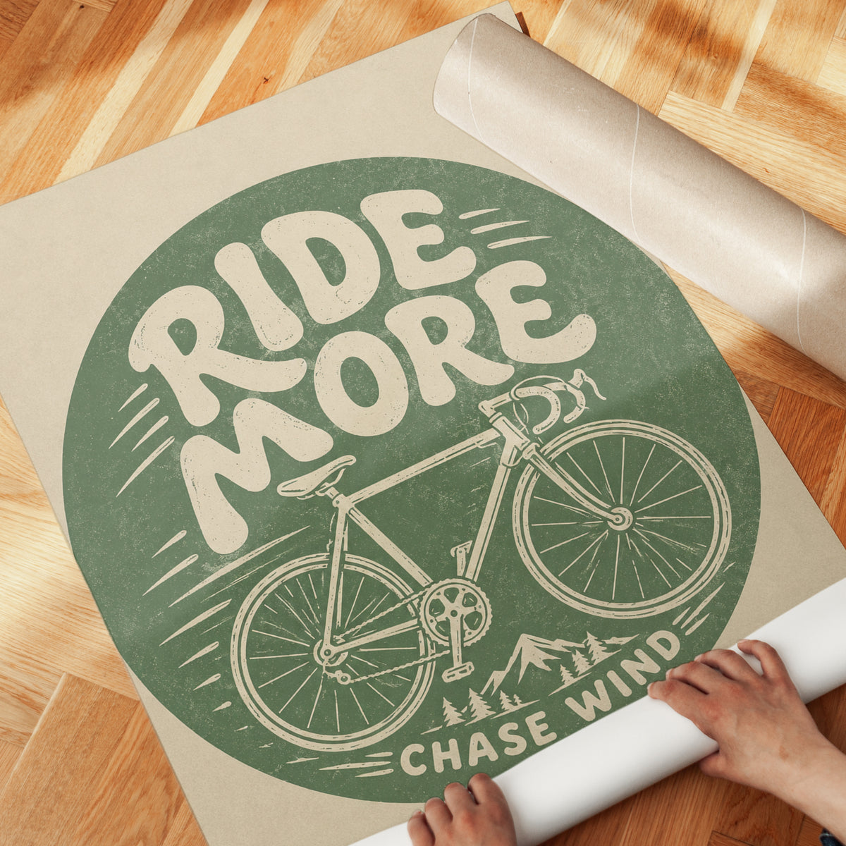 Retro Cycling Print - detail