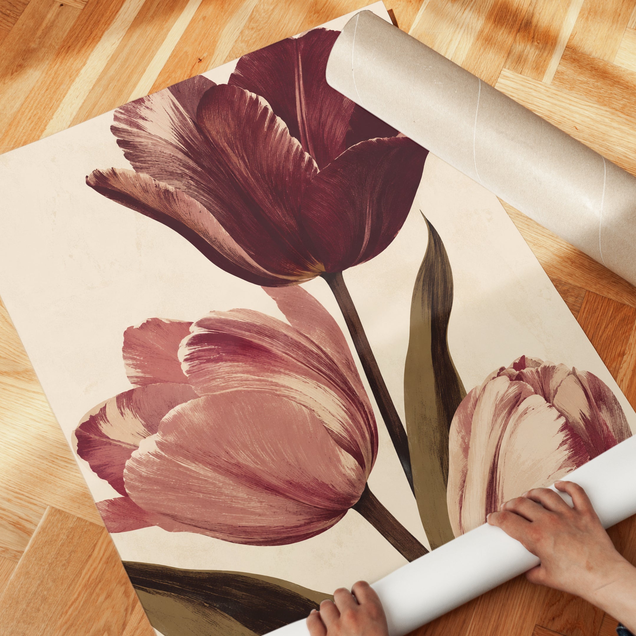 Tulip Wall Art – Vintage Floral Print - detail