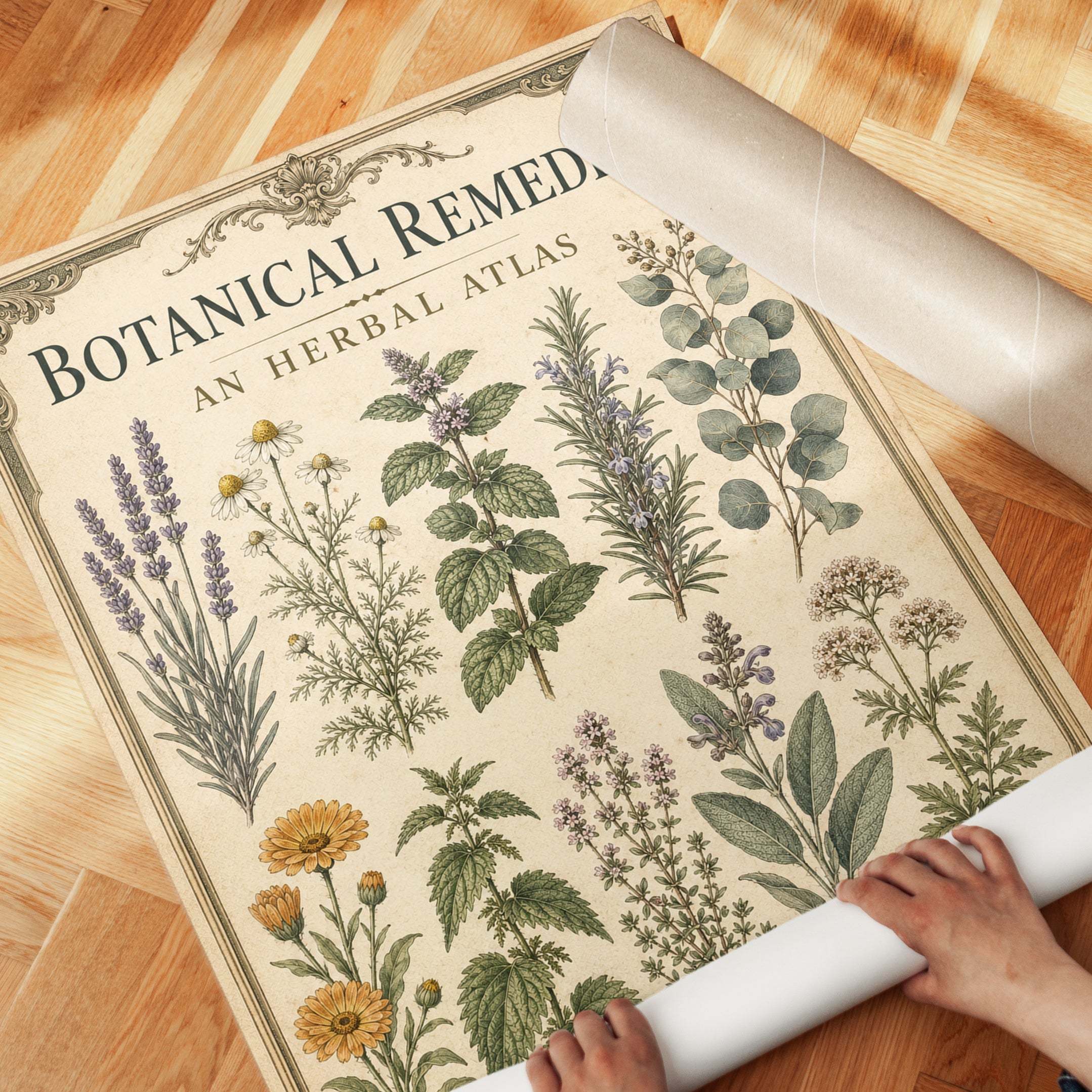 Herbal Atlas Wall Art: Vintage Medicinal Plants - detail