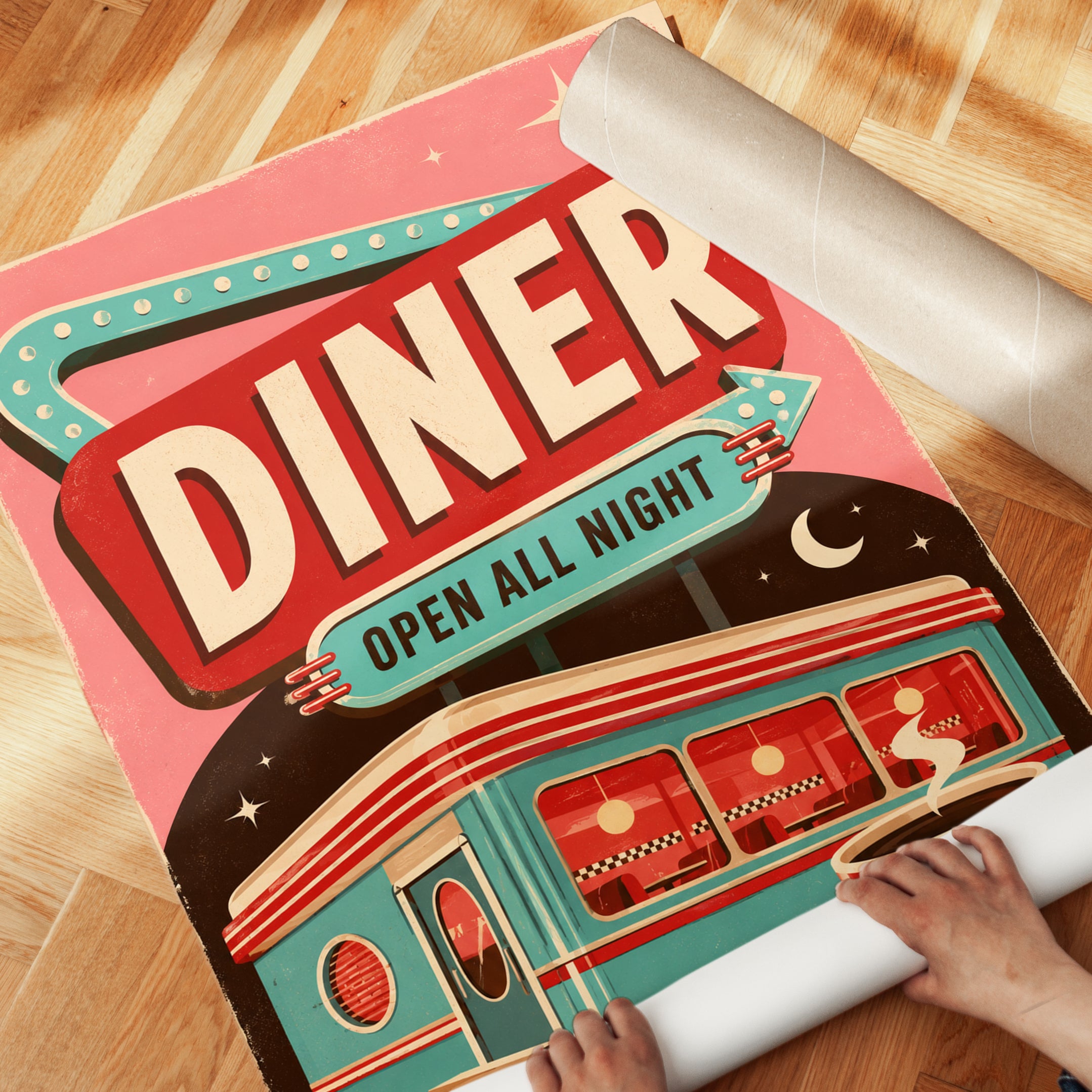 Retro Diner Wall Art – Vintage Kitchen Decor - detail