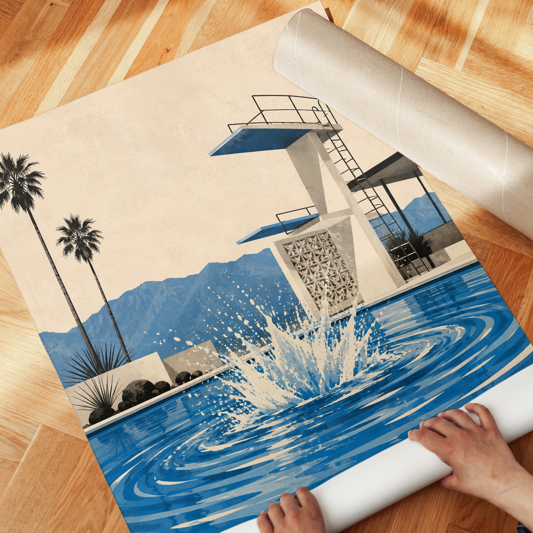 Mid Century Modern Pool – Palm Springs Wall Art - detail