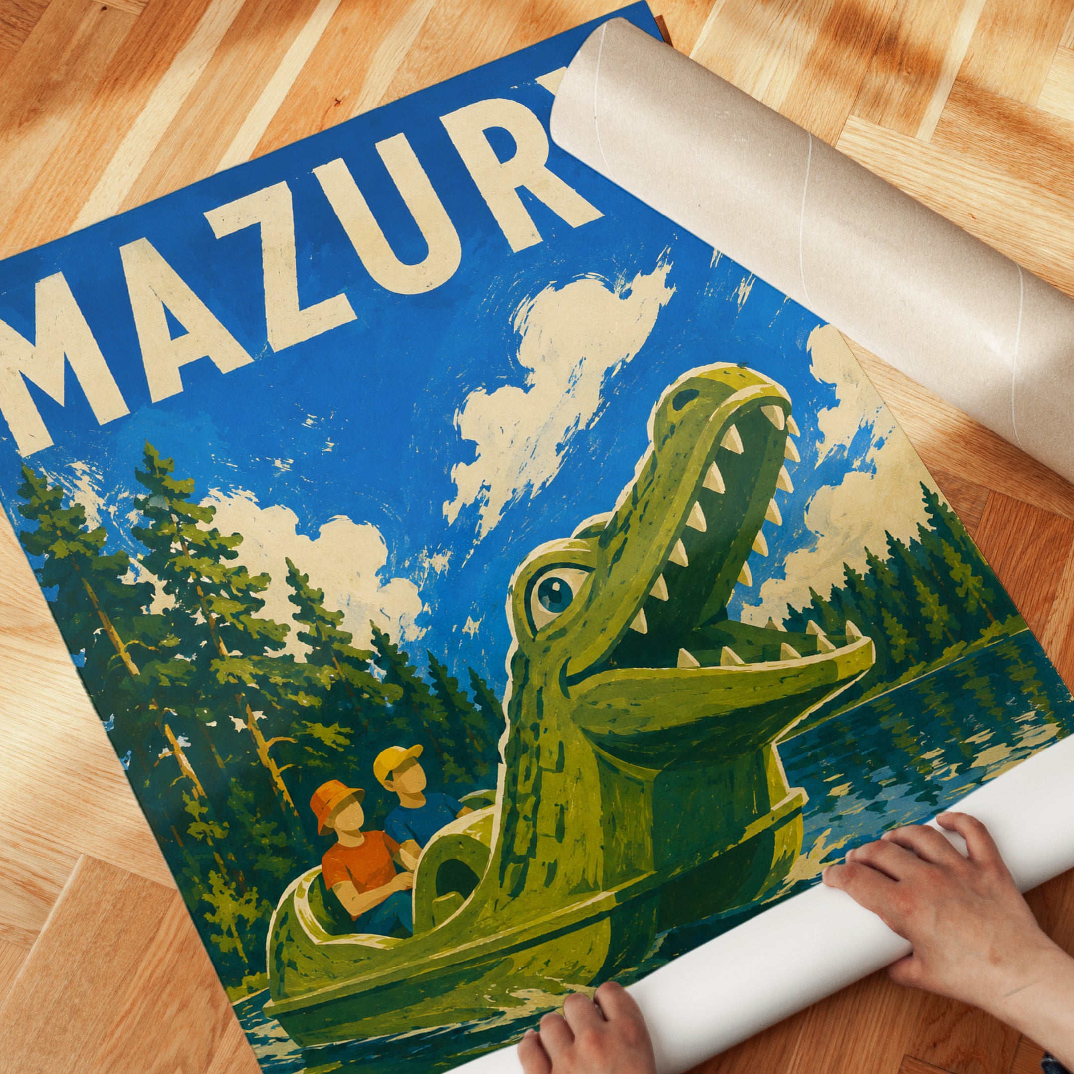 Vintage Travel Poster – Mazury Lake Poland Art - detail