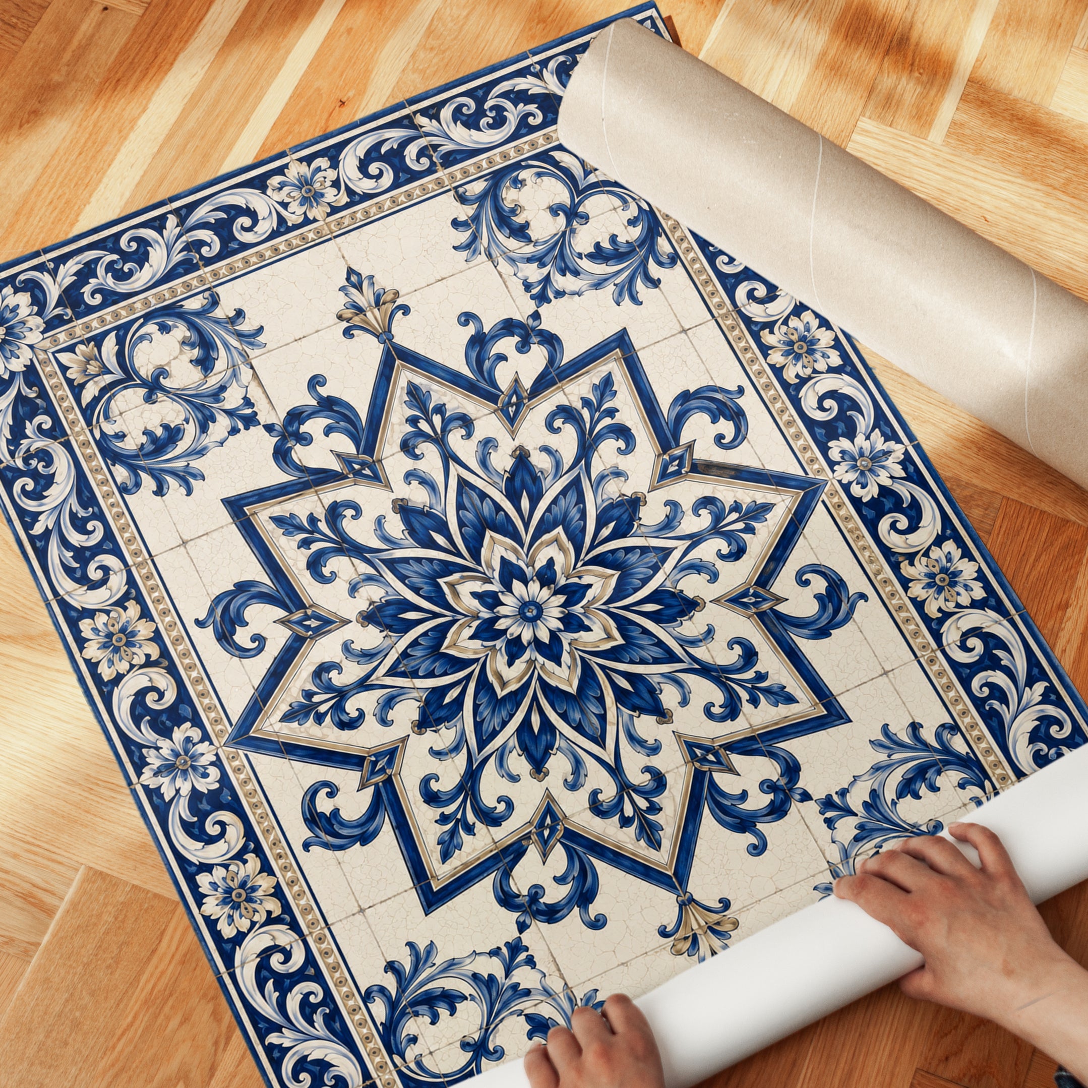 Blue Tile Wall Art – Portuguese Azulejo Print - detail
