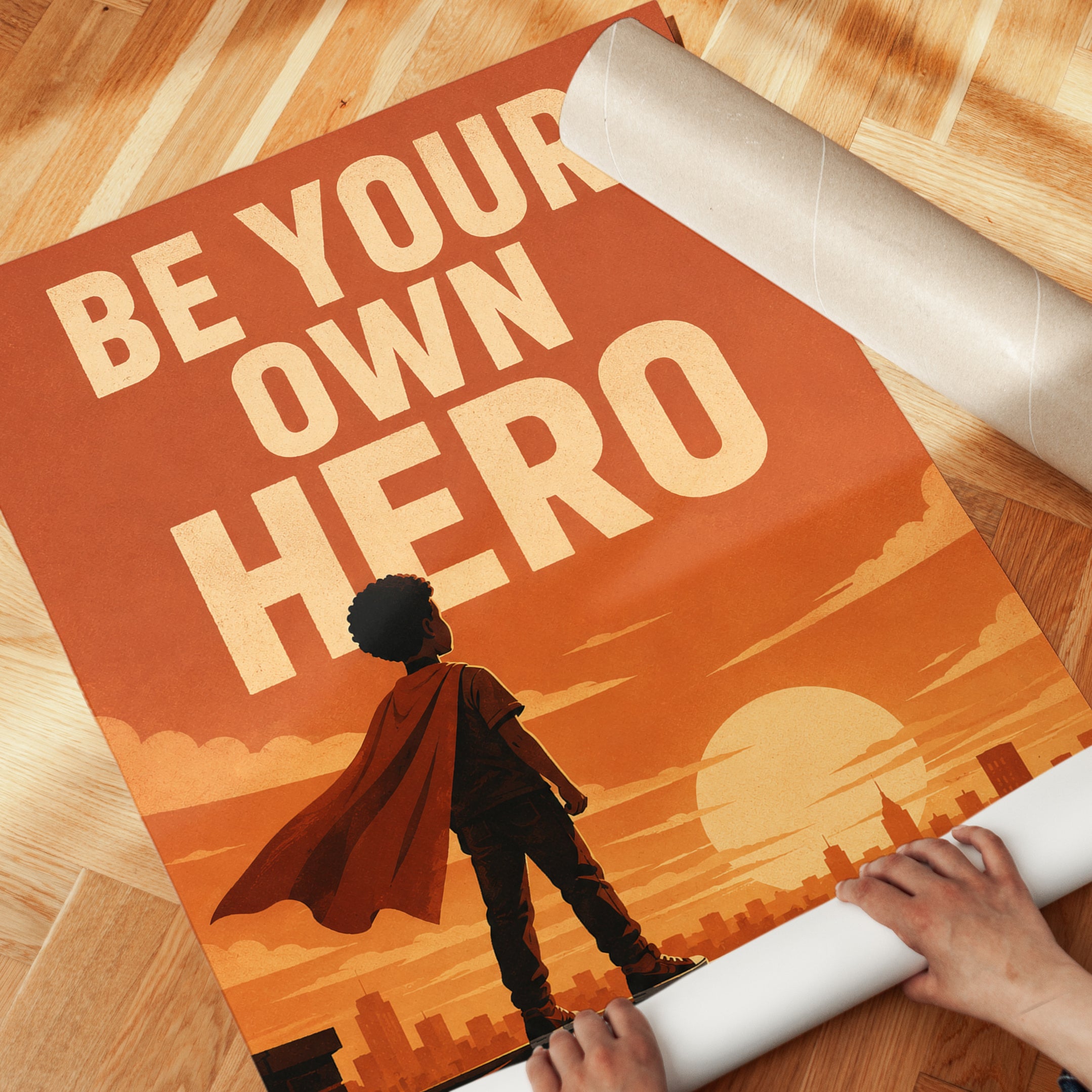 Motivational Wall Art – Superhero Kids Room Print - detail