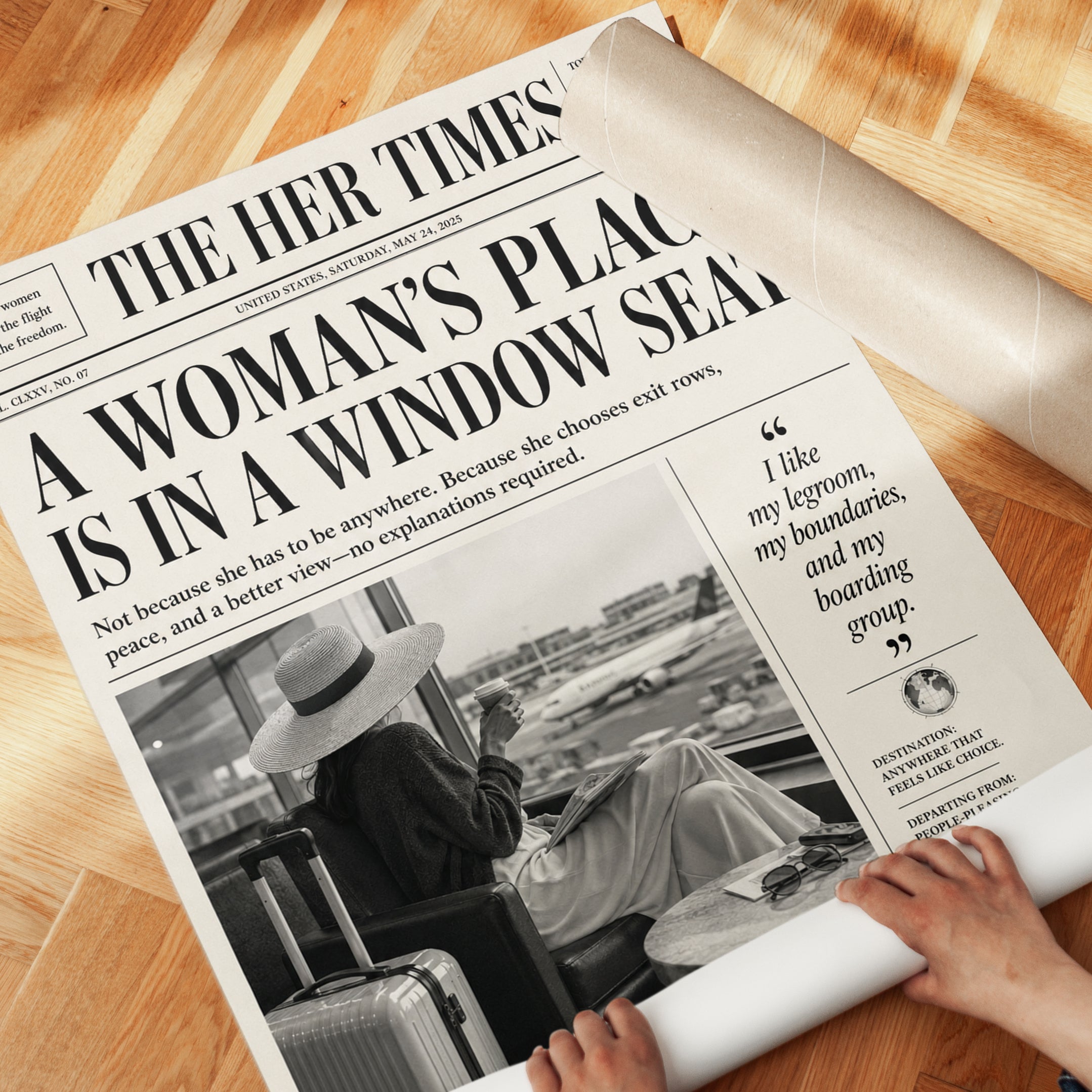 Newspaper Wall Art Print: Vintage Travel - detail
