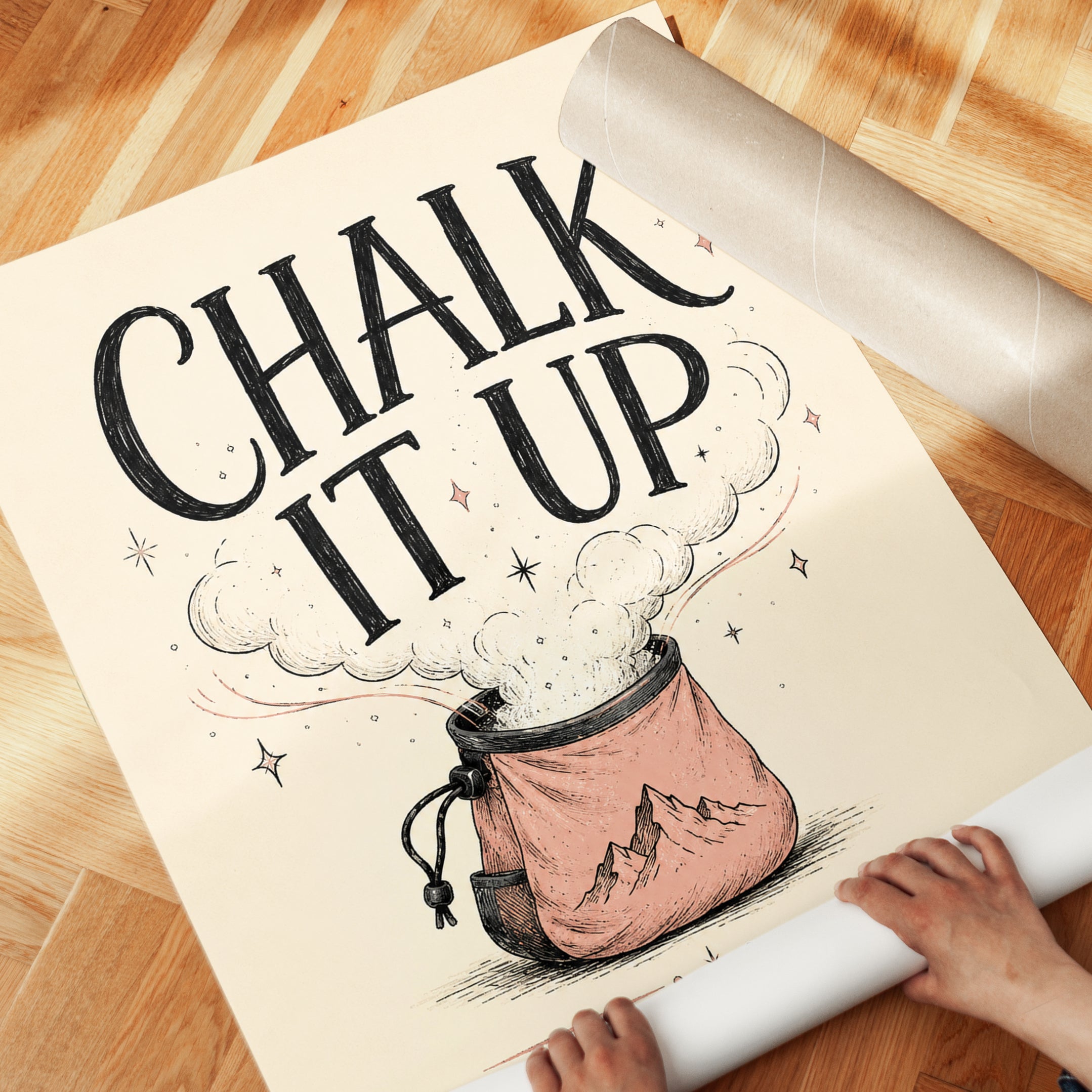 Chalk It Up Print: Vintage Climbing Typography Poster - detail