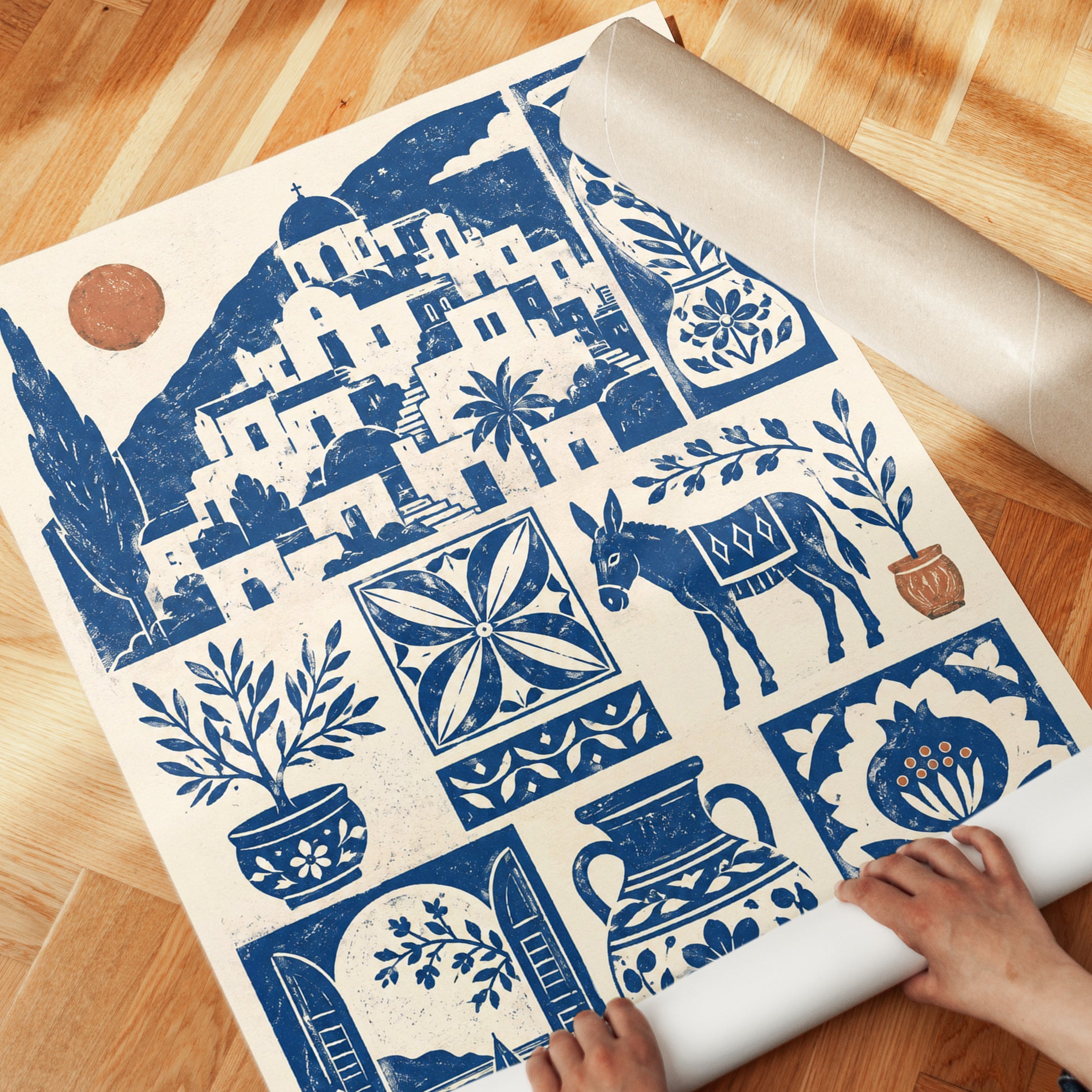 Greek Island Wall Art – Santorini Print - detail