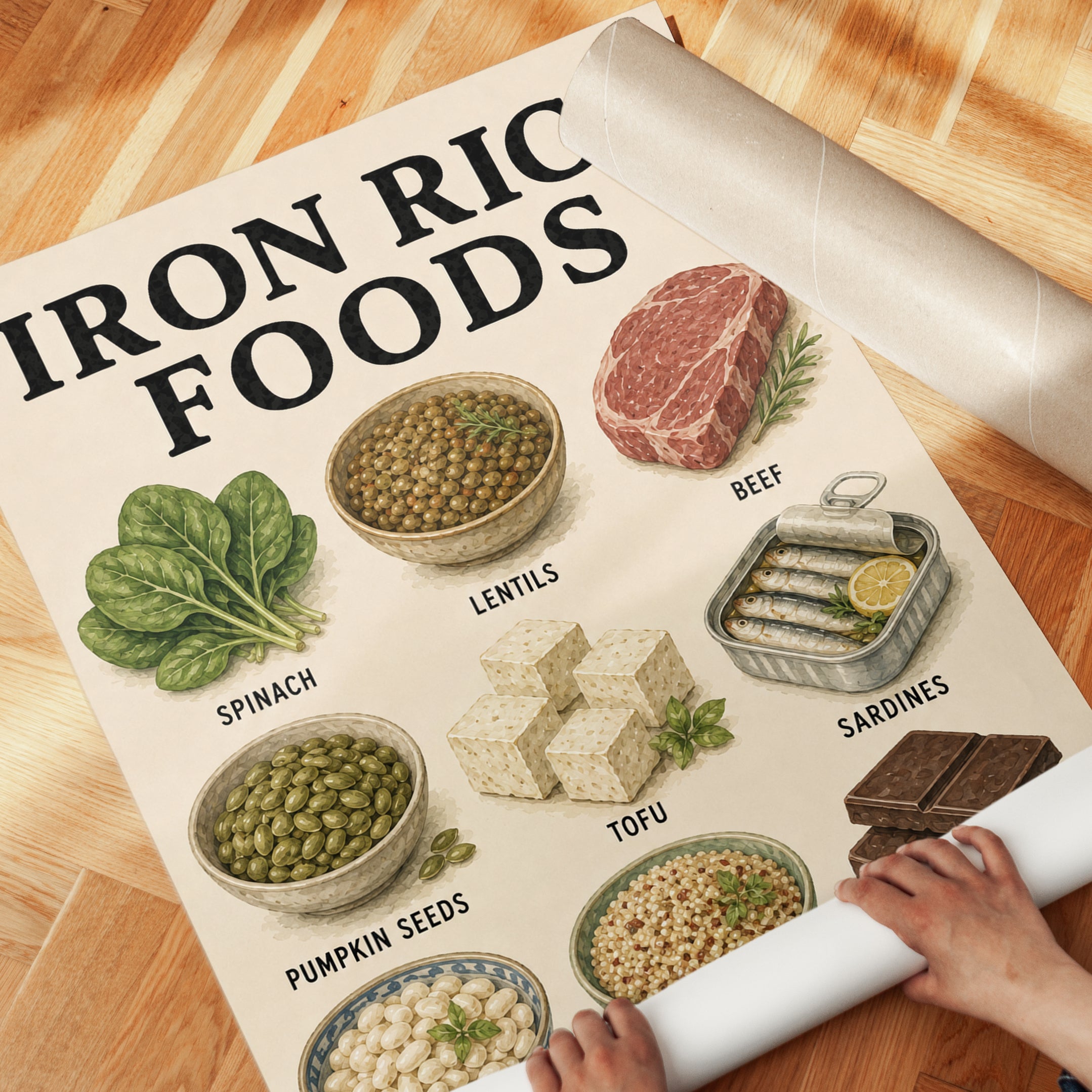 Iron Rich Foods Poster – Kitchen Nutrition Chart - detail