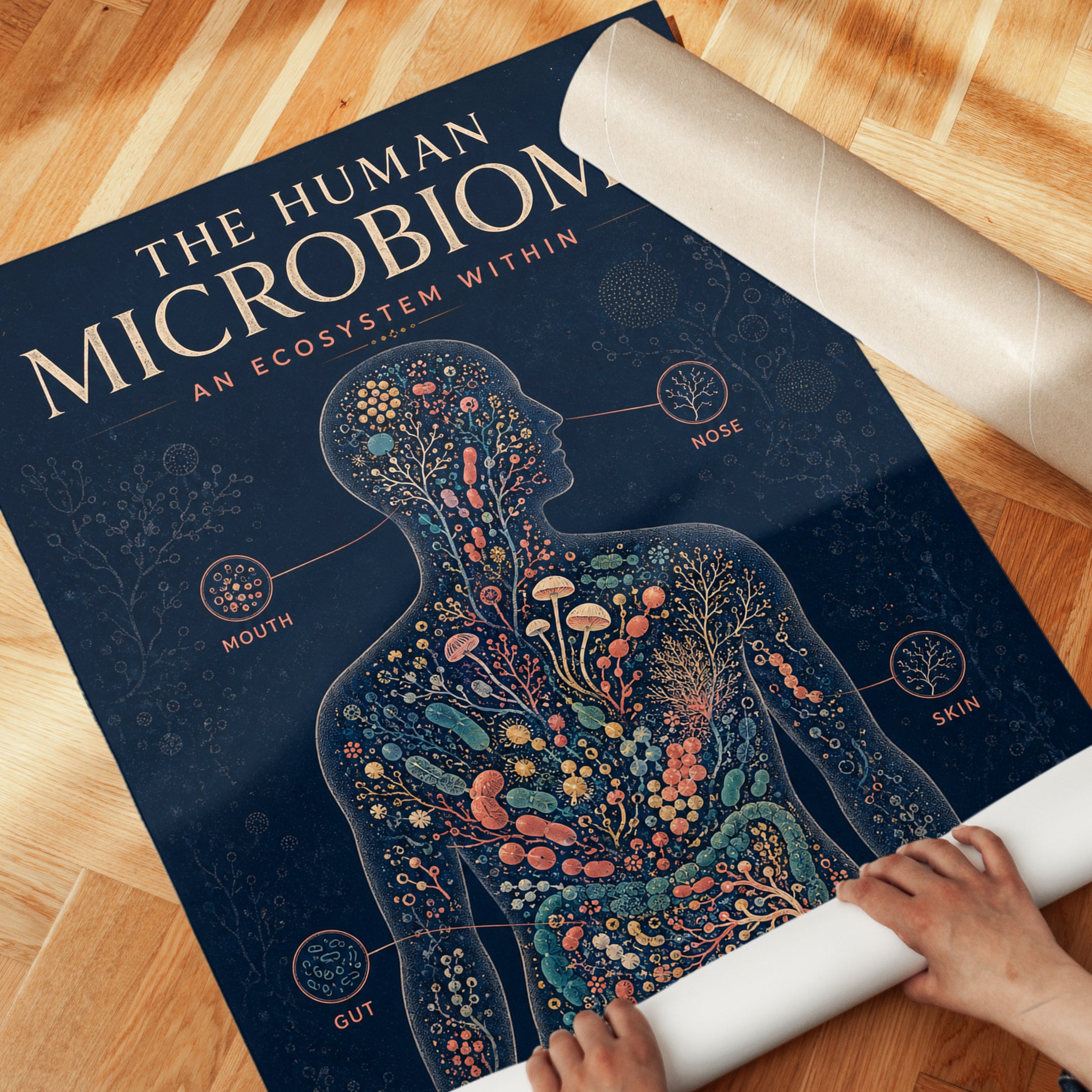 Human Microbiome Poster – Science Art Print - detail