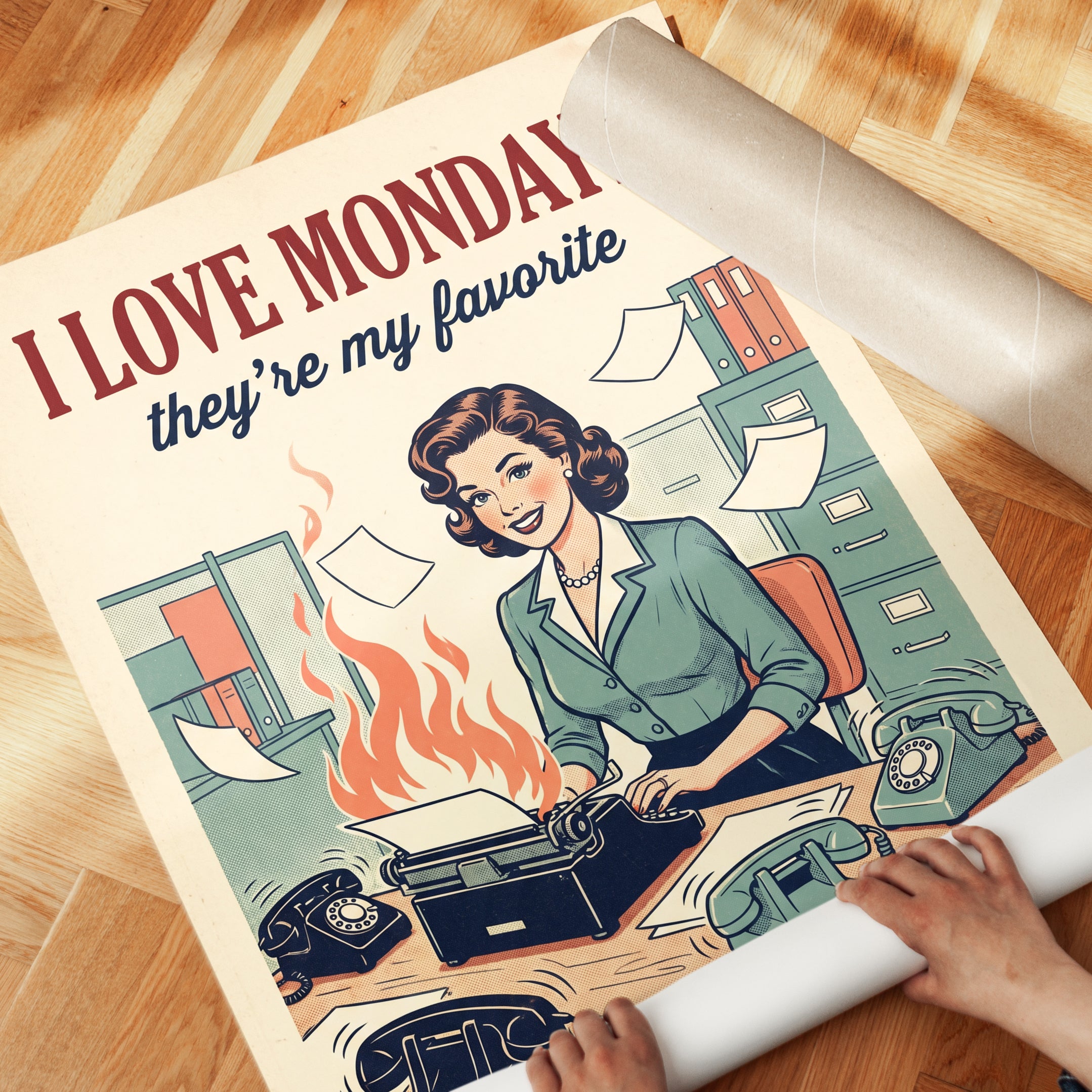 Funny Retro Office Print - detail