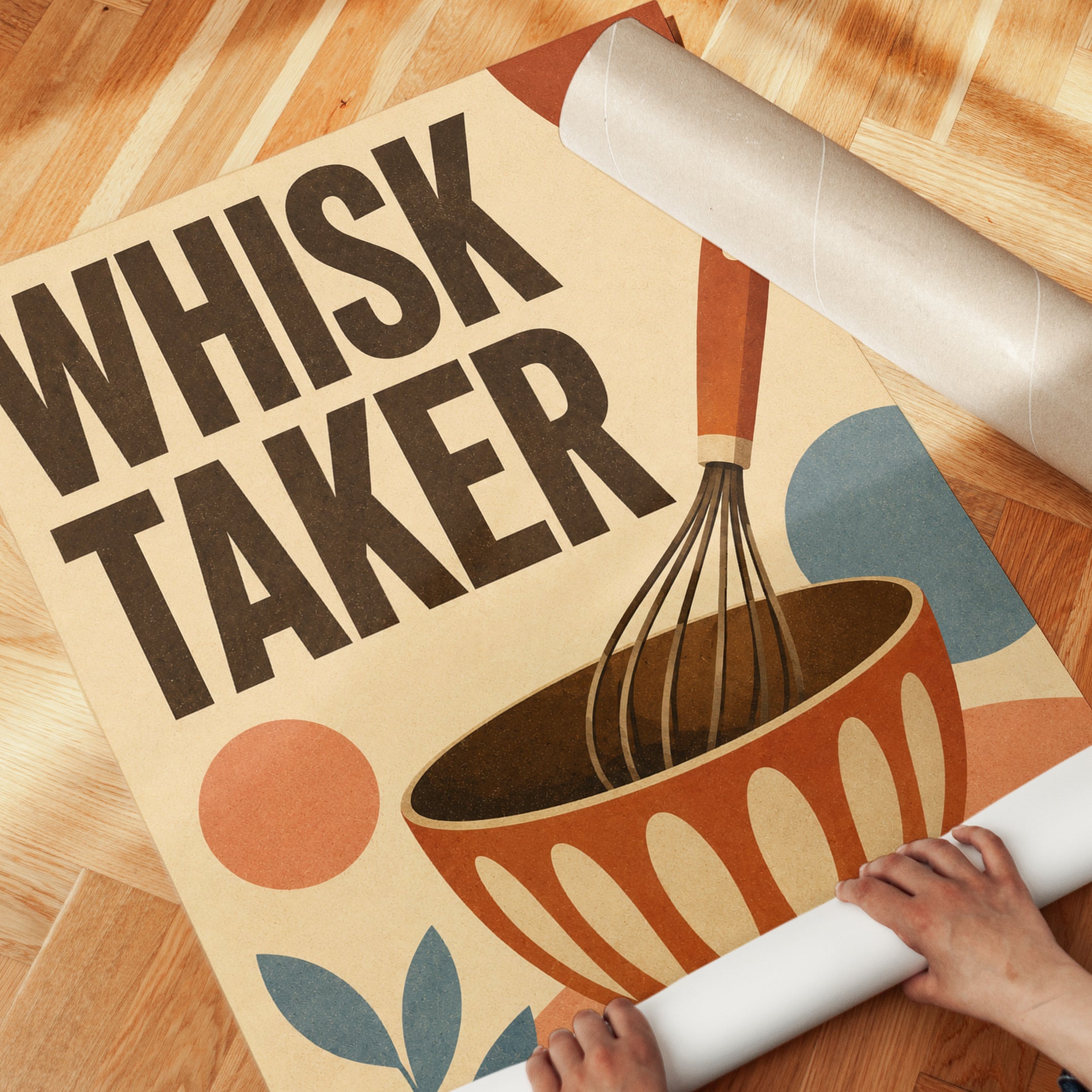Whisk Taker Print: Retro Cooking Art (Kitchen & Dining Room) - detail