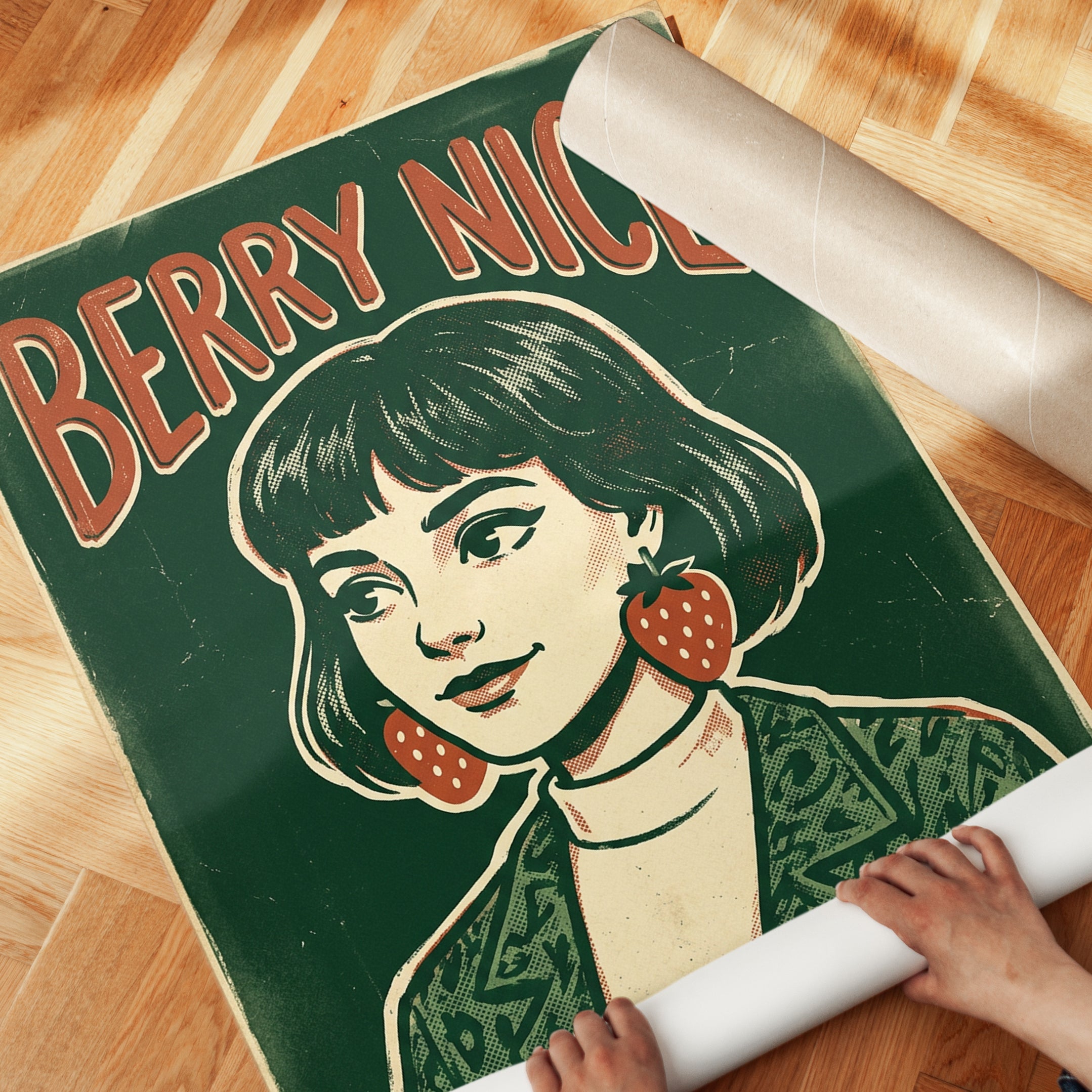 Berry Nice Retro Poster: Vintage Magazine Cover Art Print - detail