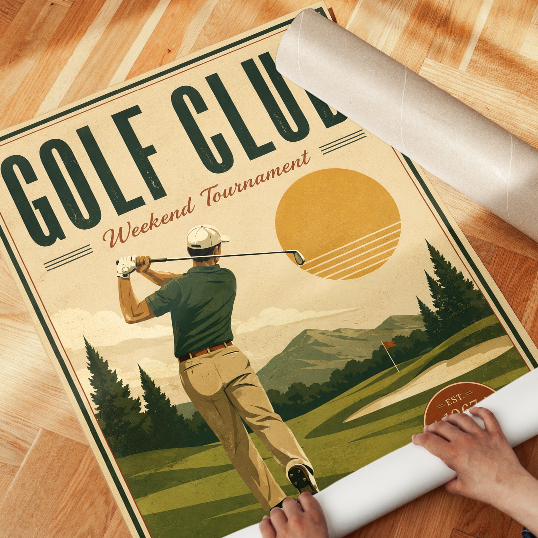 Golf Wall Art Print: Mid-Century Retro - detail