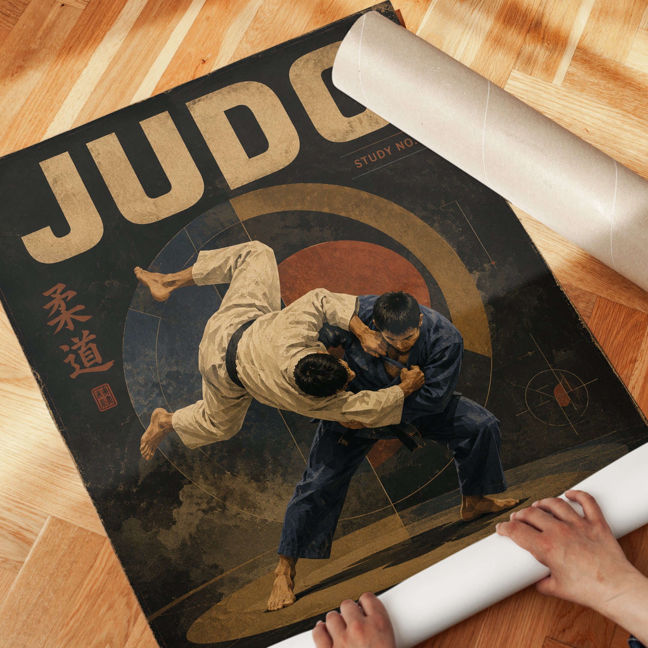 Judo Martial Arts Poster: Vintage Japanese Sports Design Print - detail