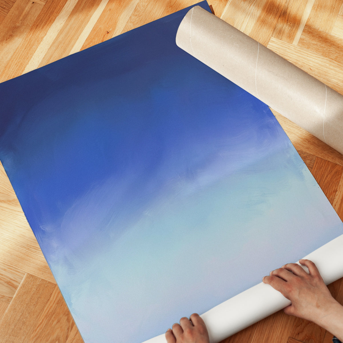 Blue Gradient Sky Print — Soft Ombre Abstract - detail