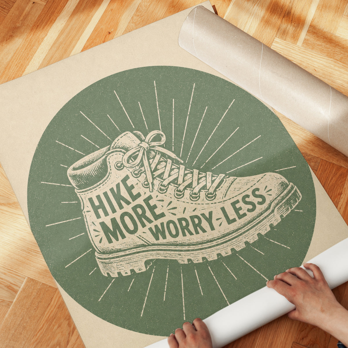 Hiking Wall Art: Vintage Motivational Print - detail