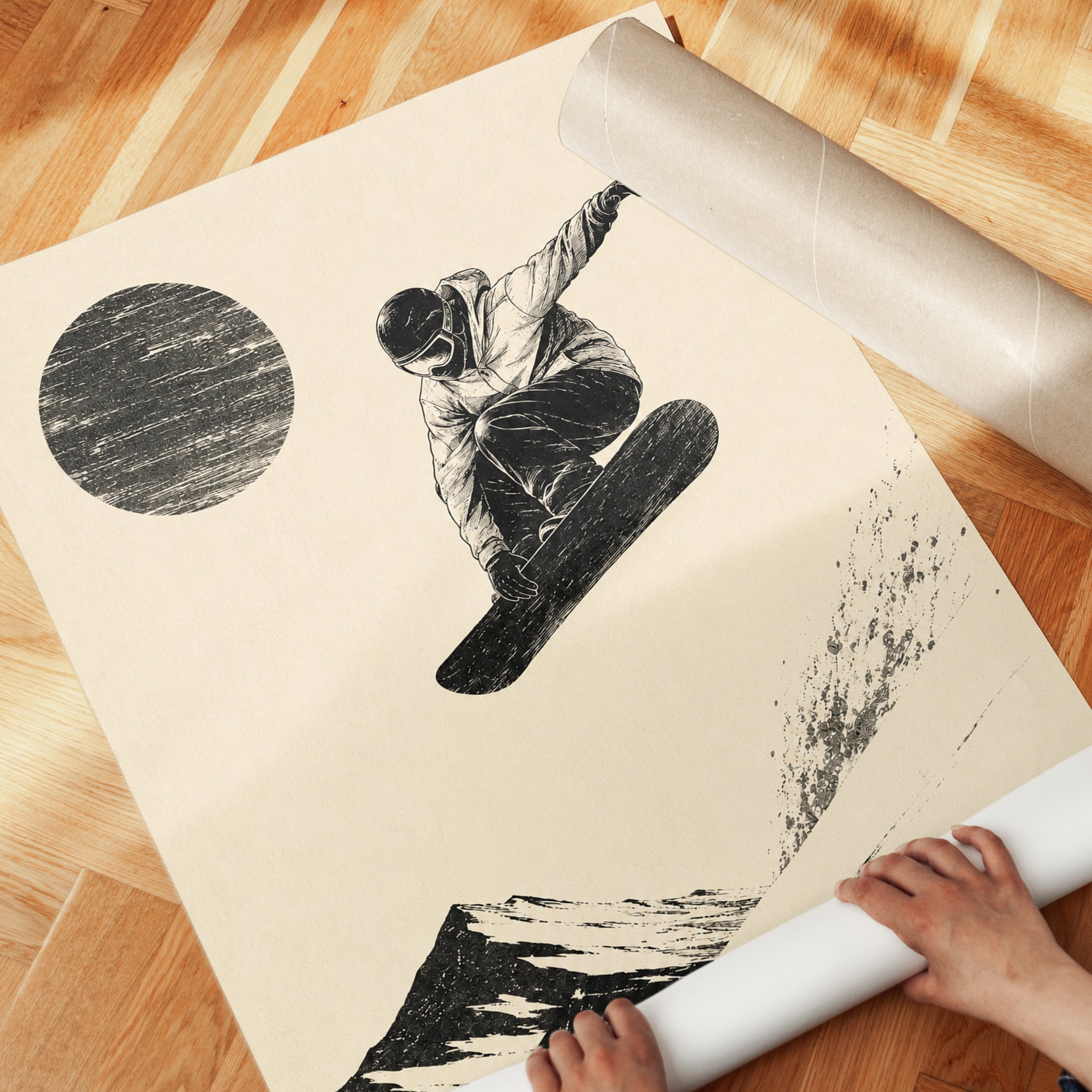 Snowboard Wall Art – Mountain Sports Print - detail