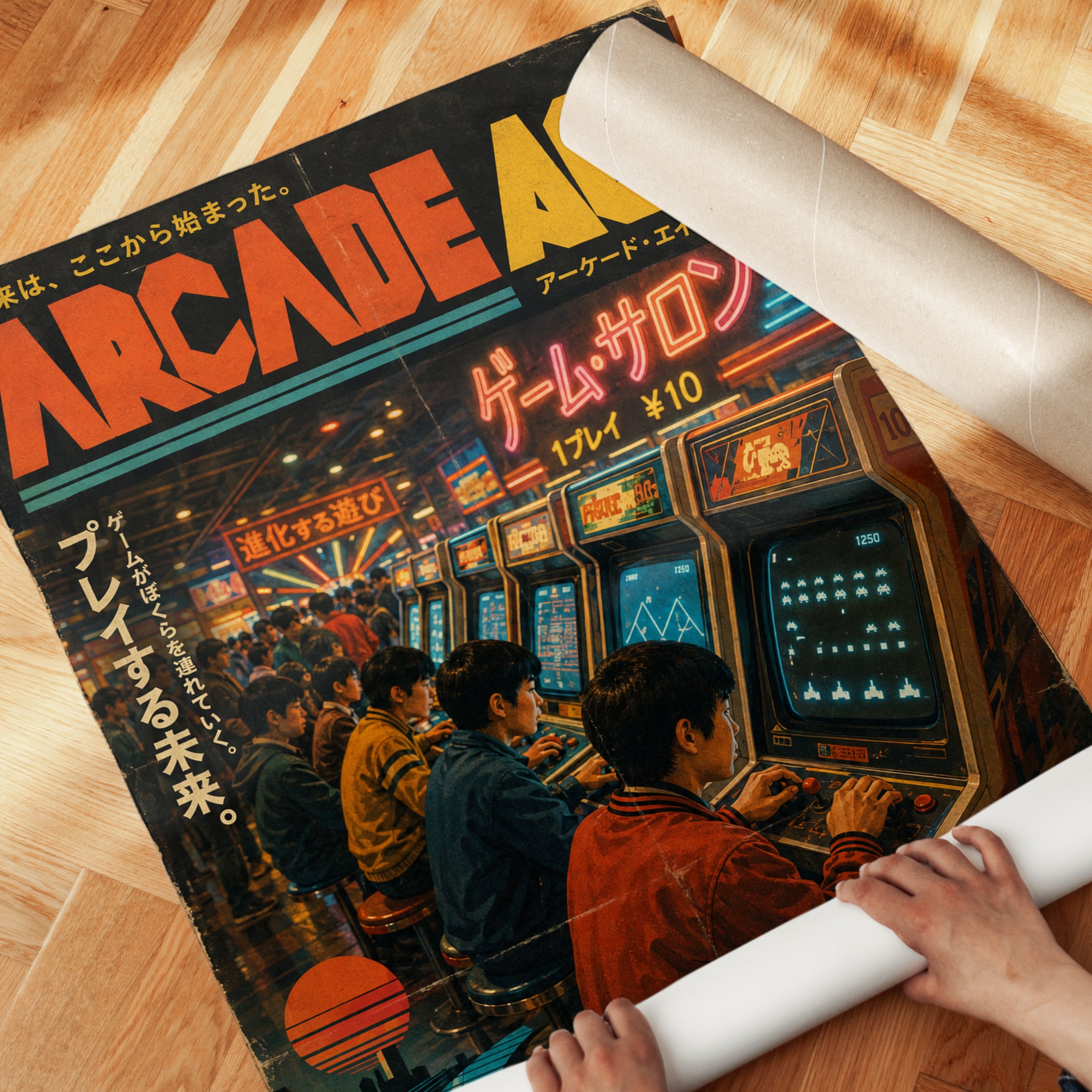 Retro Gaming Wall Art – Japanese Arcade Poster - detail