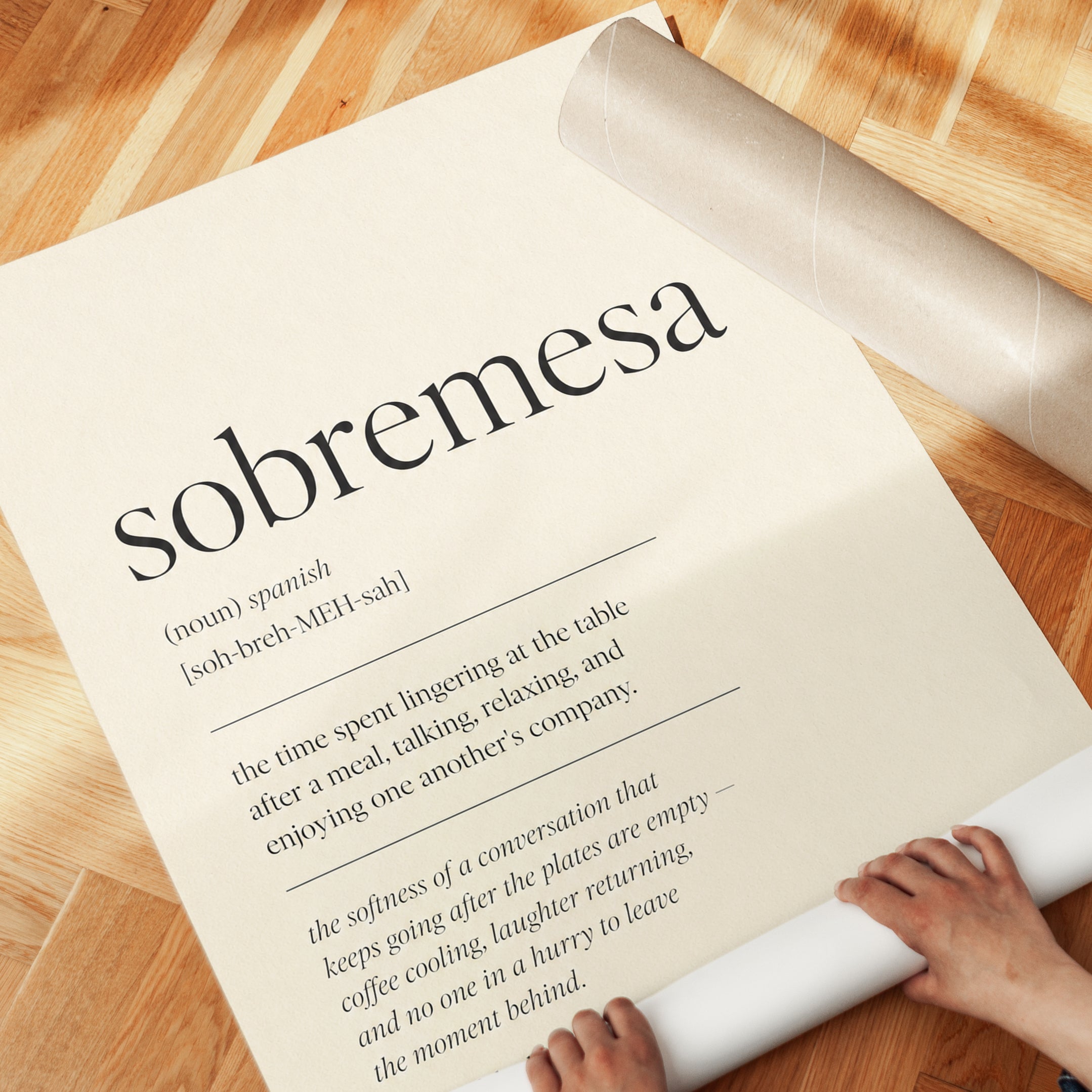 Sobremesa Typography Print – Spanish Quote - detail