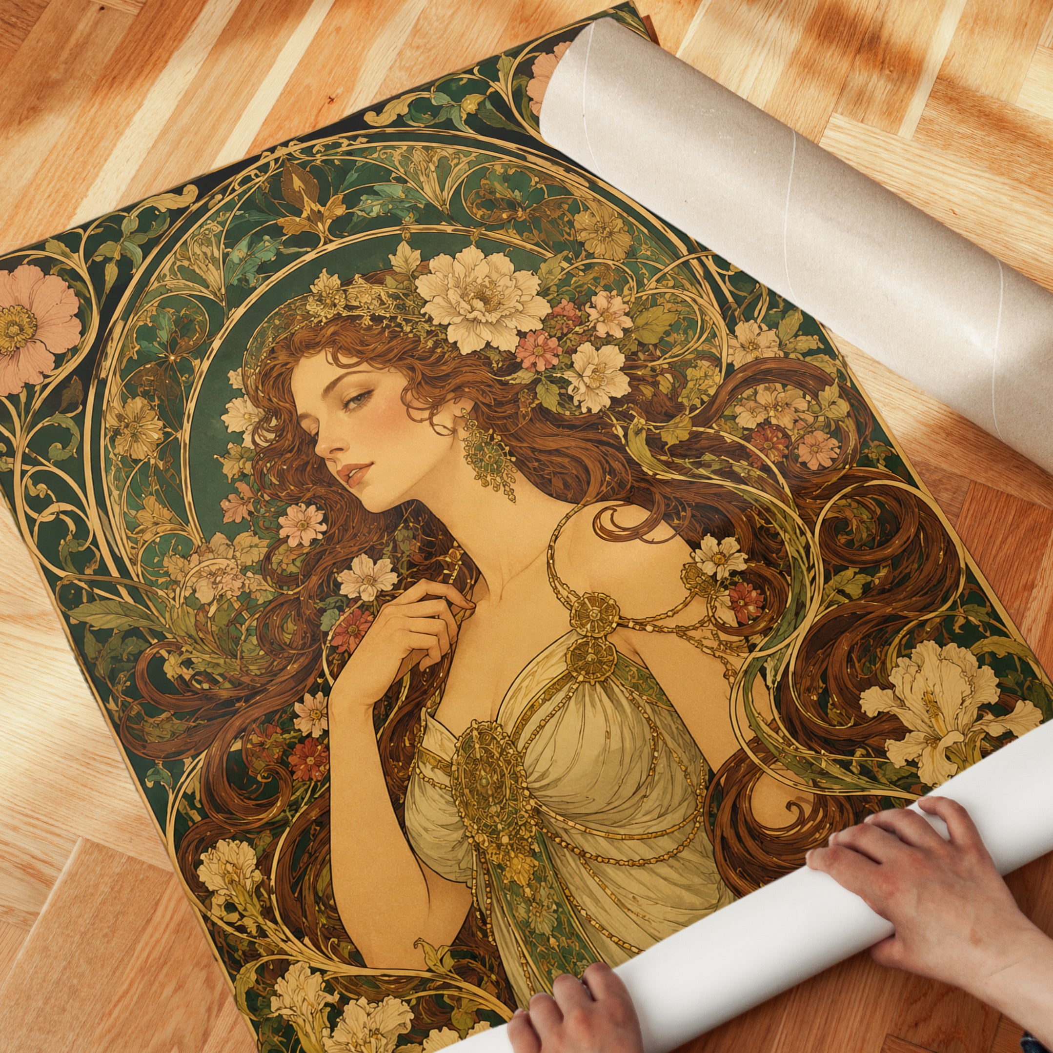Art Nouveau Woman Print - detail