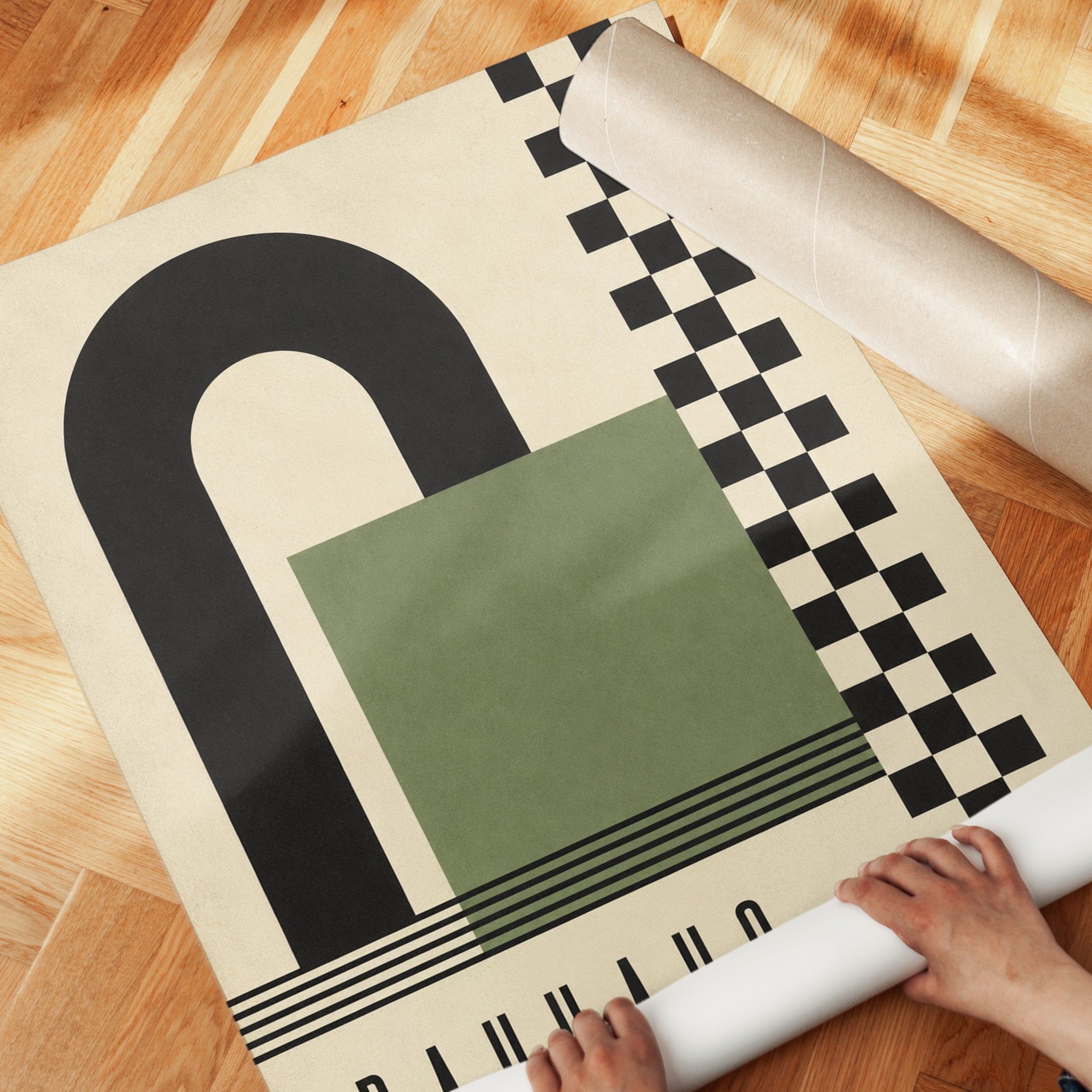 Bauhaus Geometric Poster: Modernist Architecture Art Print - detail