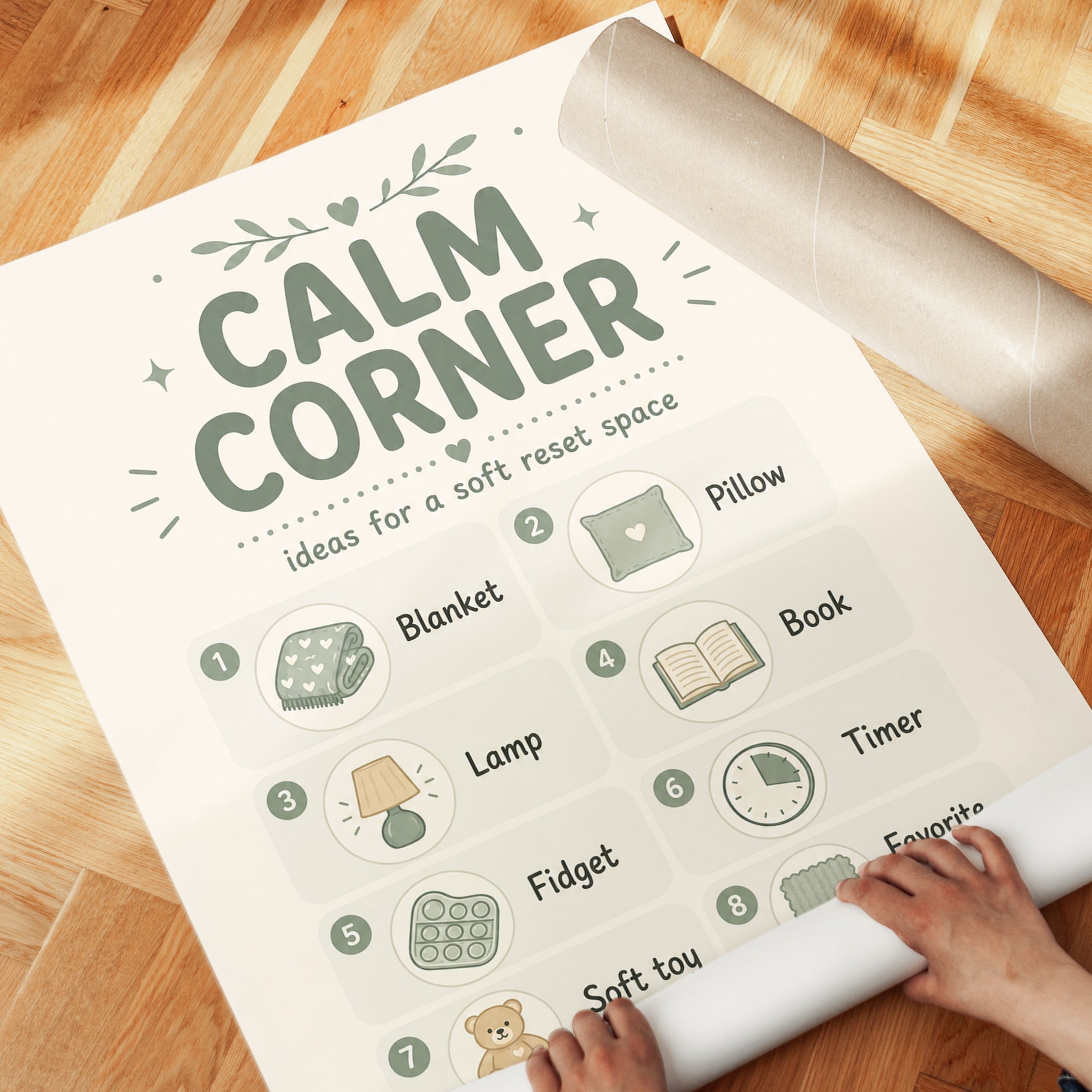 Soft Reset Space Print: Kids Room and Classroom Decor - detail