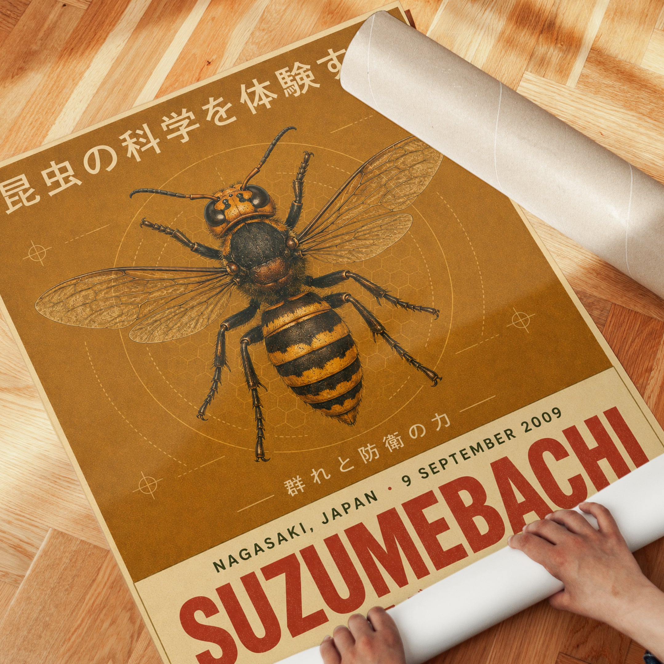 Vintage Hornet Insect Print - detail
