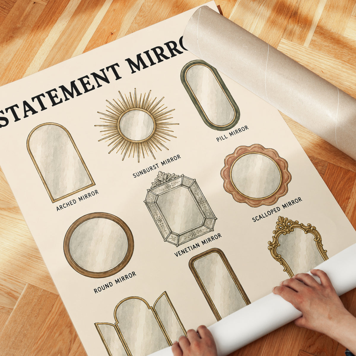 Statement Mirrors Guide Art Print: Vintage Home Decor Styles - detail