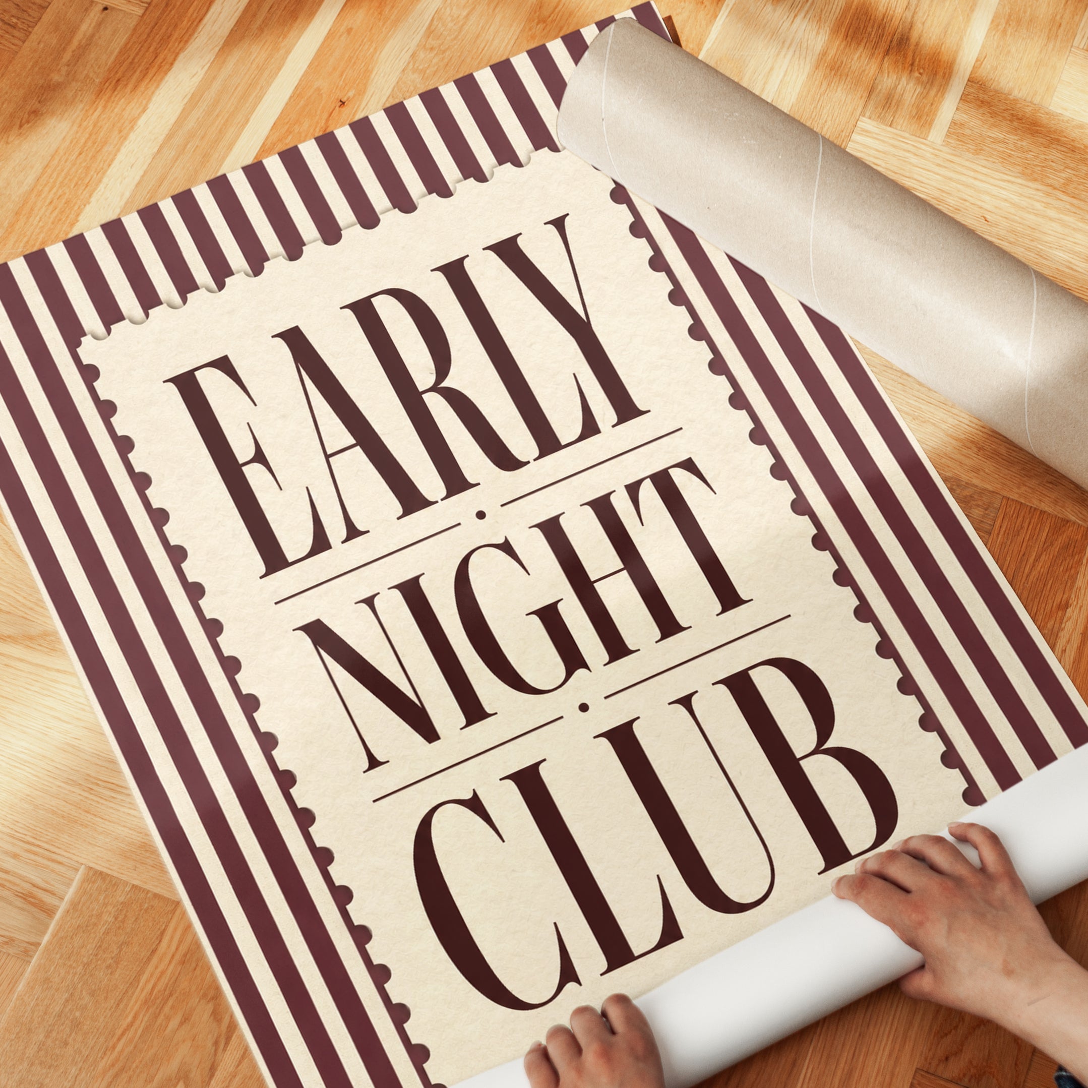 Early Night Club Poster: Vintage Typography Art Print - detail