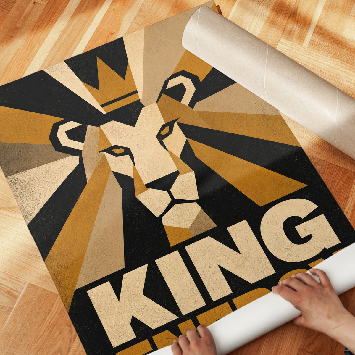 Lion Wall Art – Geometric Animal Print - detail