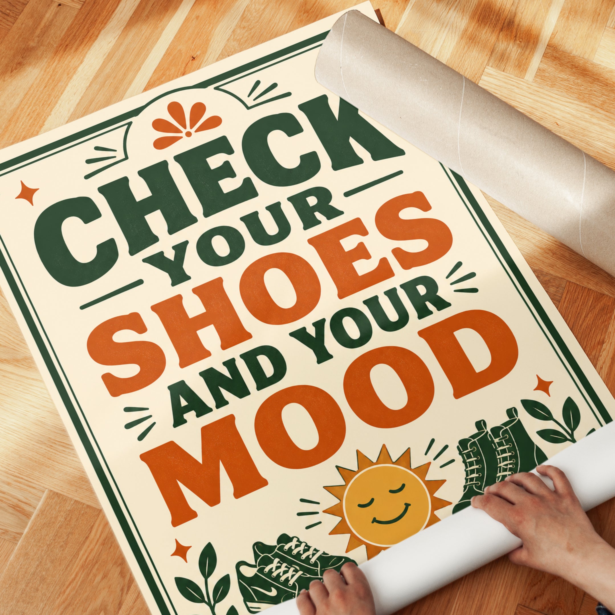 Entryway Wall Art – Check Your Shoes Sign - detail