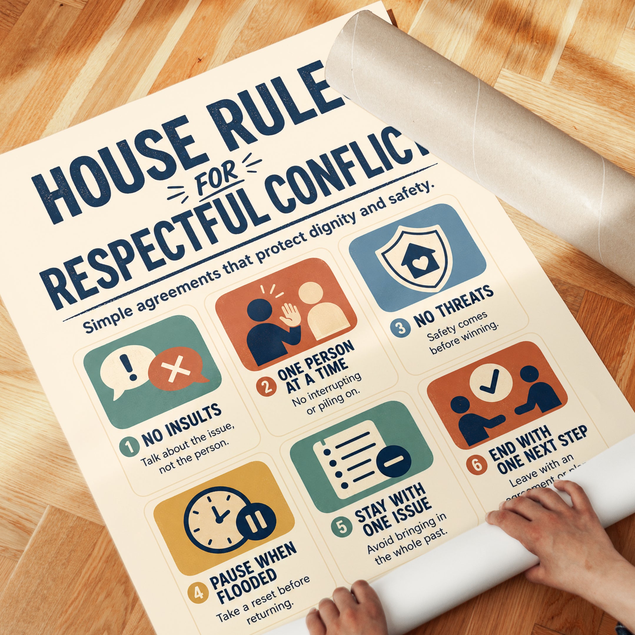 Respectful Conflict Rules Wall Art - detail