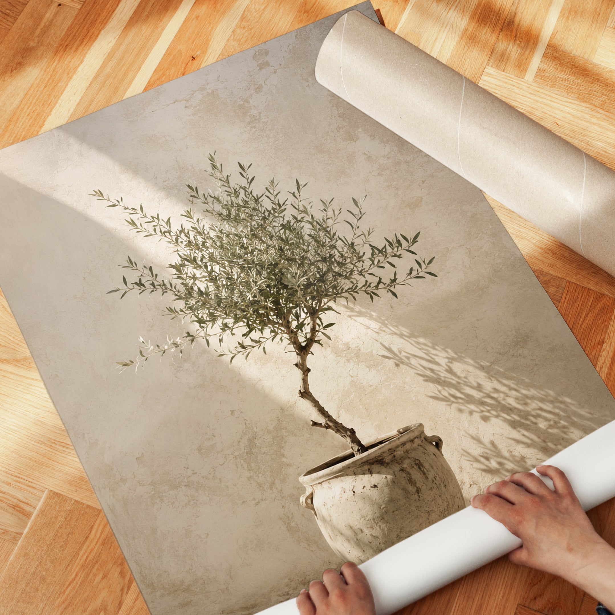 Olive Tree Wall Art: Rustic Pot - detail
