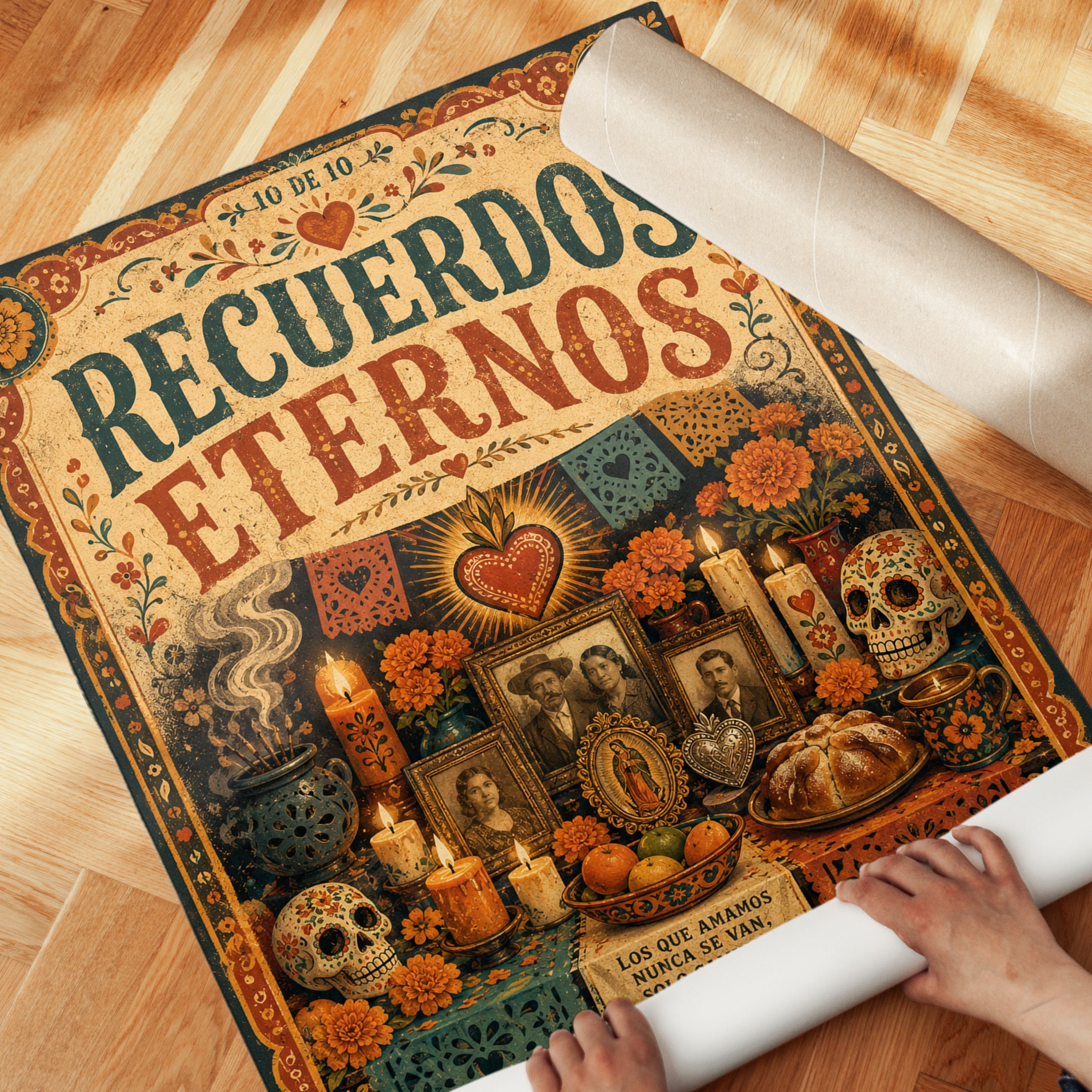 Recuerdos Eternos Print: Day of the Dead Altar Art - detail