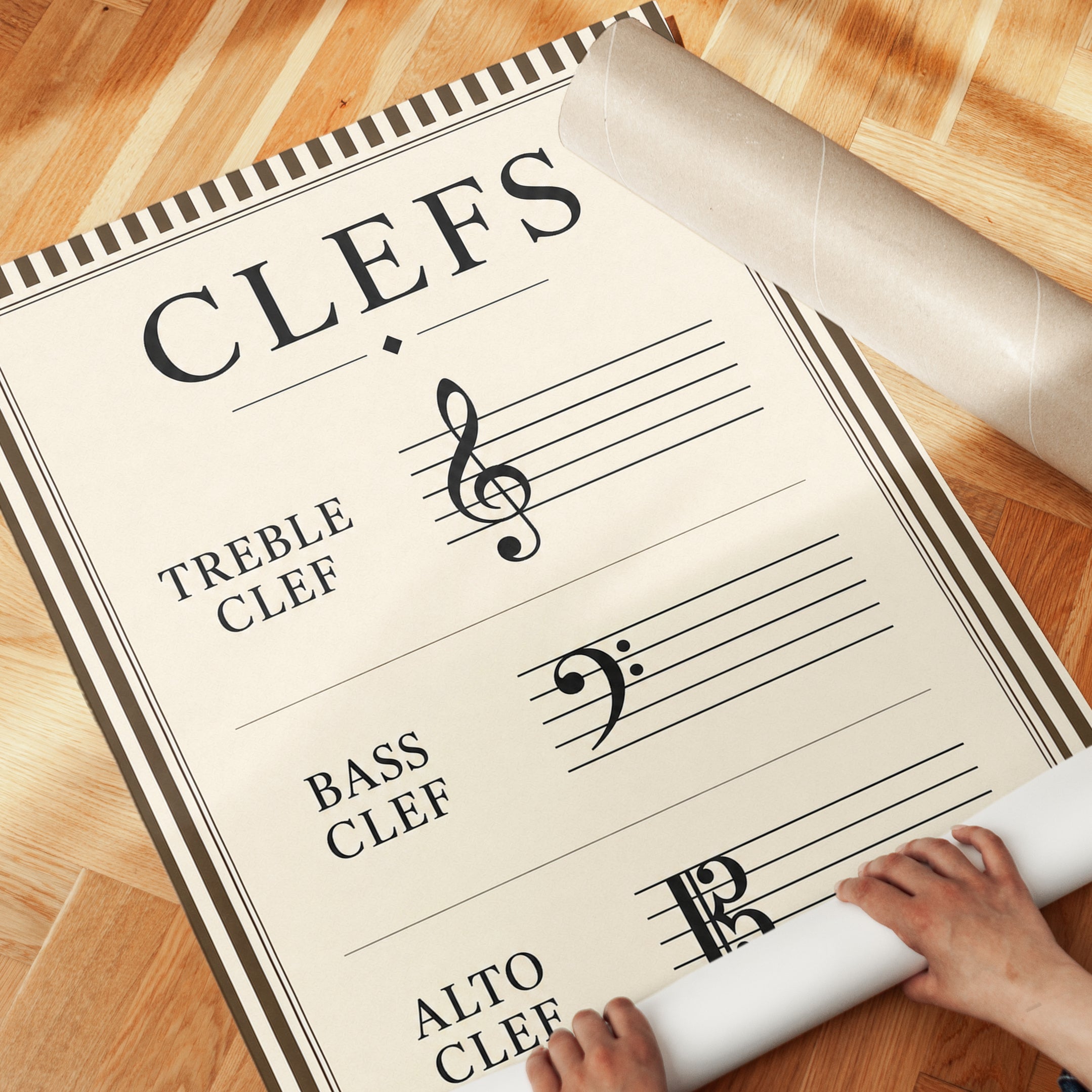 Musical Clefs Chart Print: Vintage Music Education Wall Art - detail