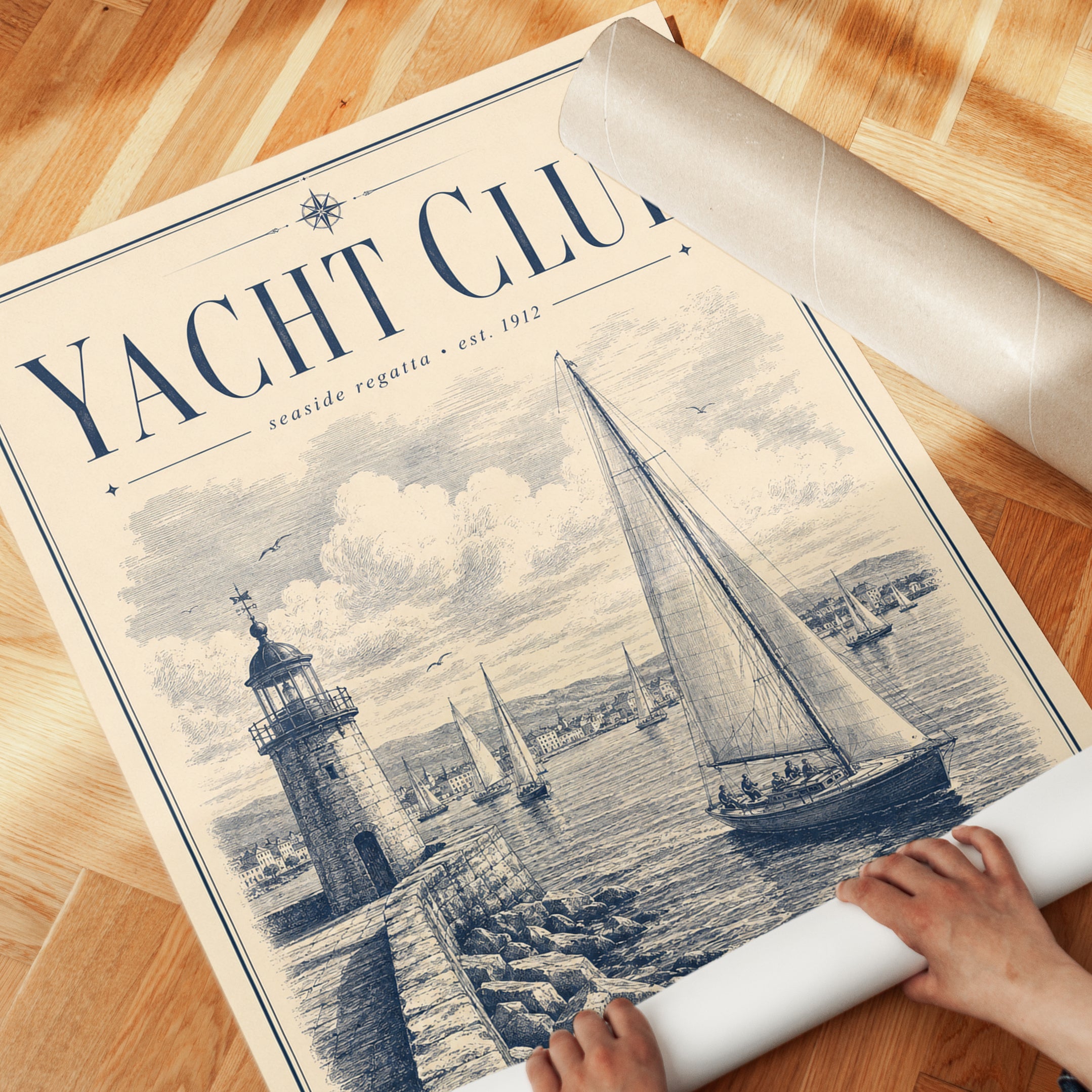 Yacht Club Poster – Vintage Nautical Wall Art - detail