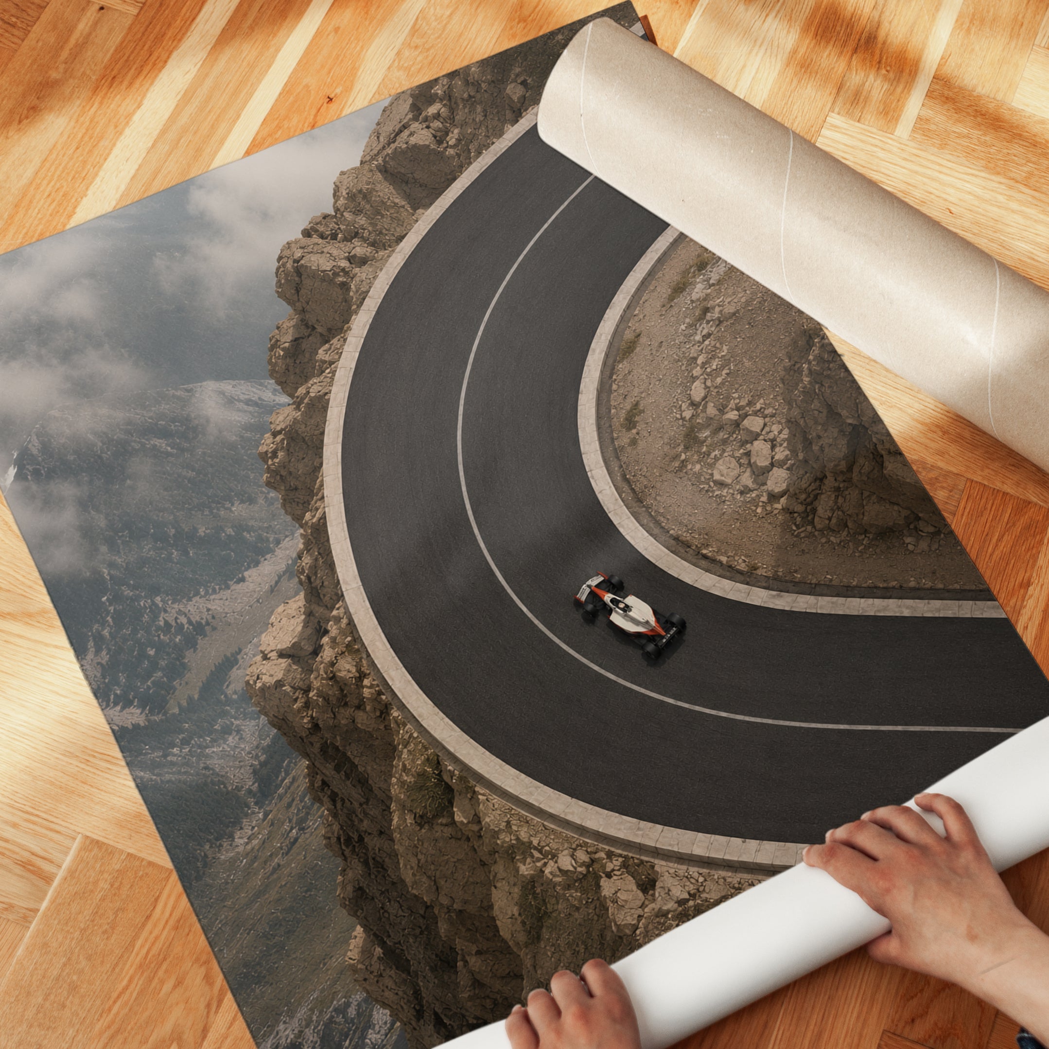 Mountain Road Wall Art – Aerial Road Print - detail