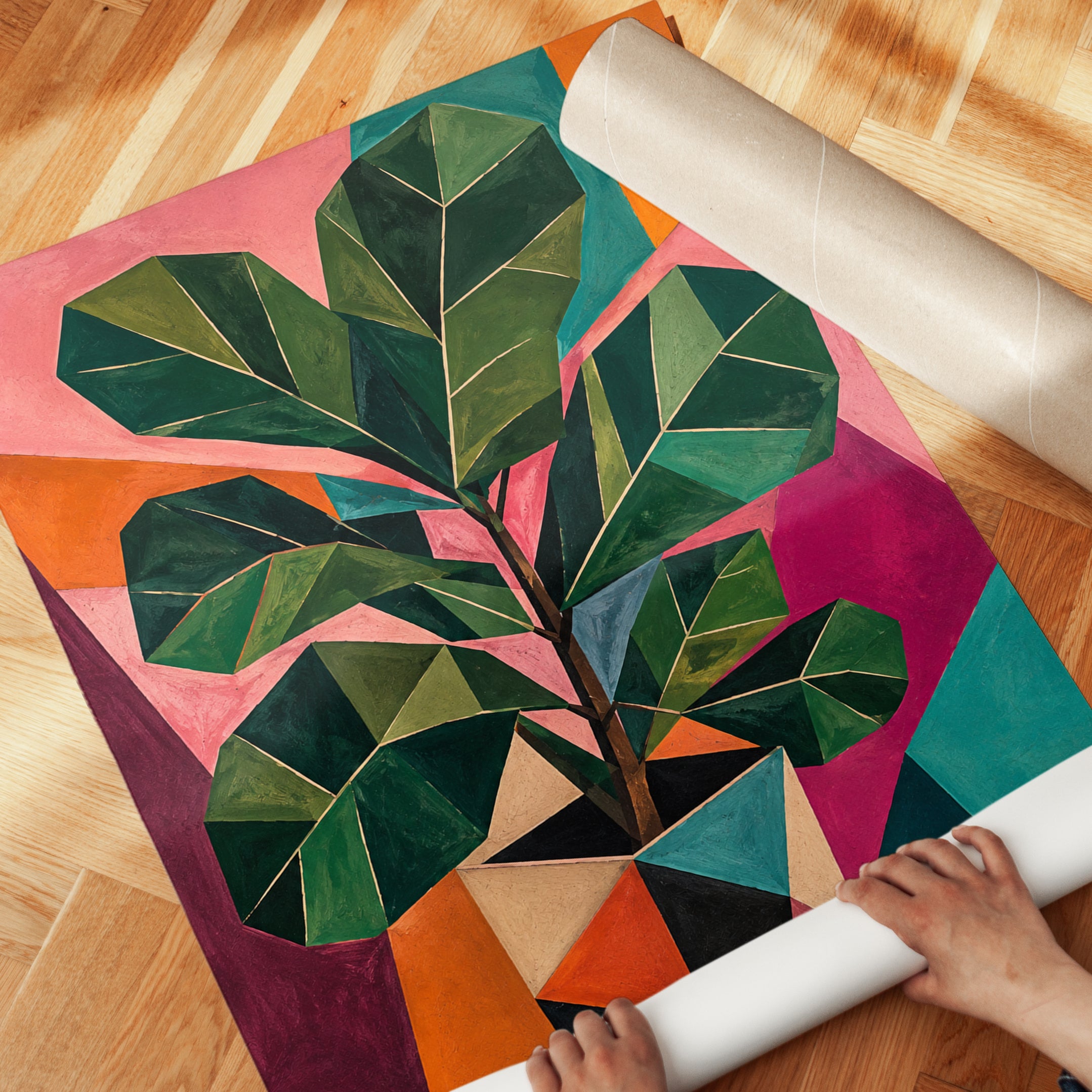 Geometric Botanical Wall Art – Modern Plant Print - detail